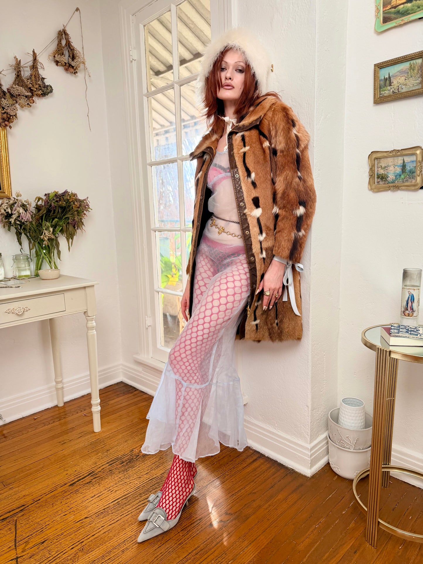 Whimsy Antique 1930’s Ice Blue Organdy Mermaid Tail Maxi Dress