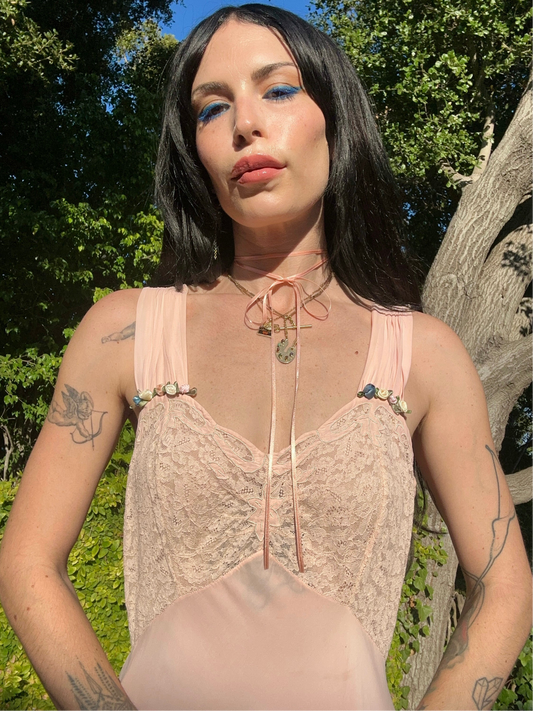 Antique 1930’s/40’s Blush Pink Silk Rayon Bias Cut Slip Dress - One of One