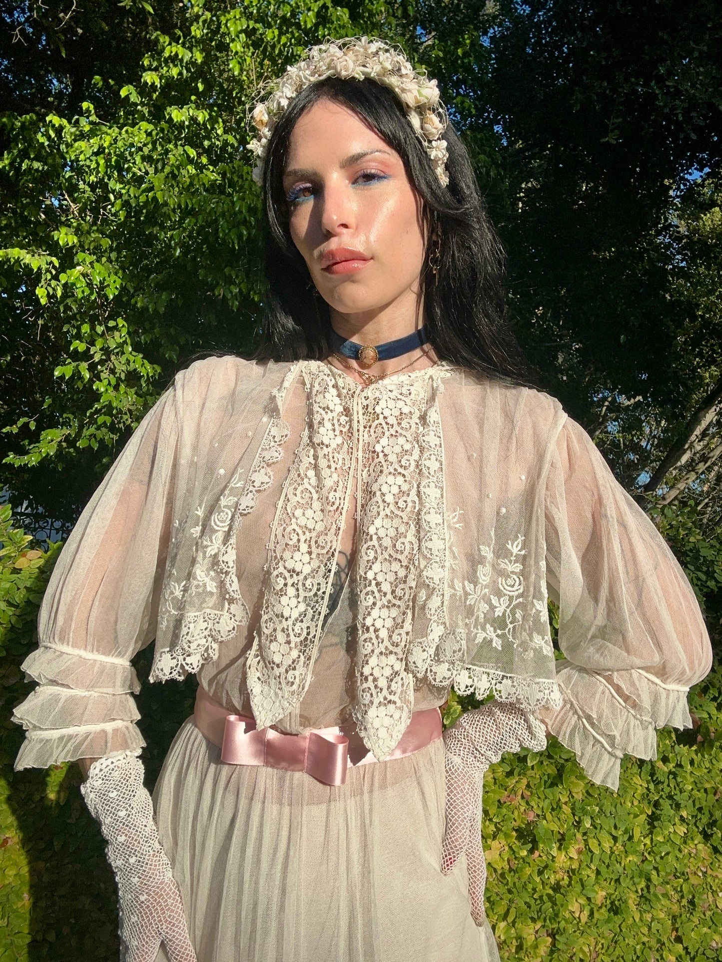 Rare Antique 1914 Edwardian Schiffili Silk Net Bridal Gown/Wedding Dress - Museum Quality