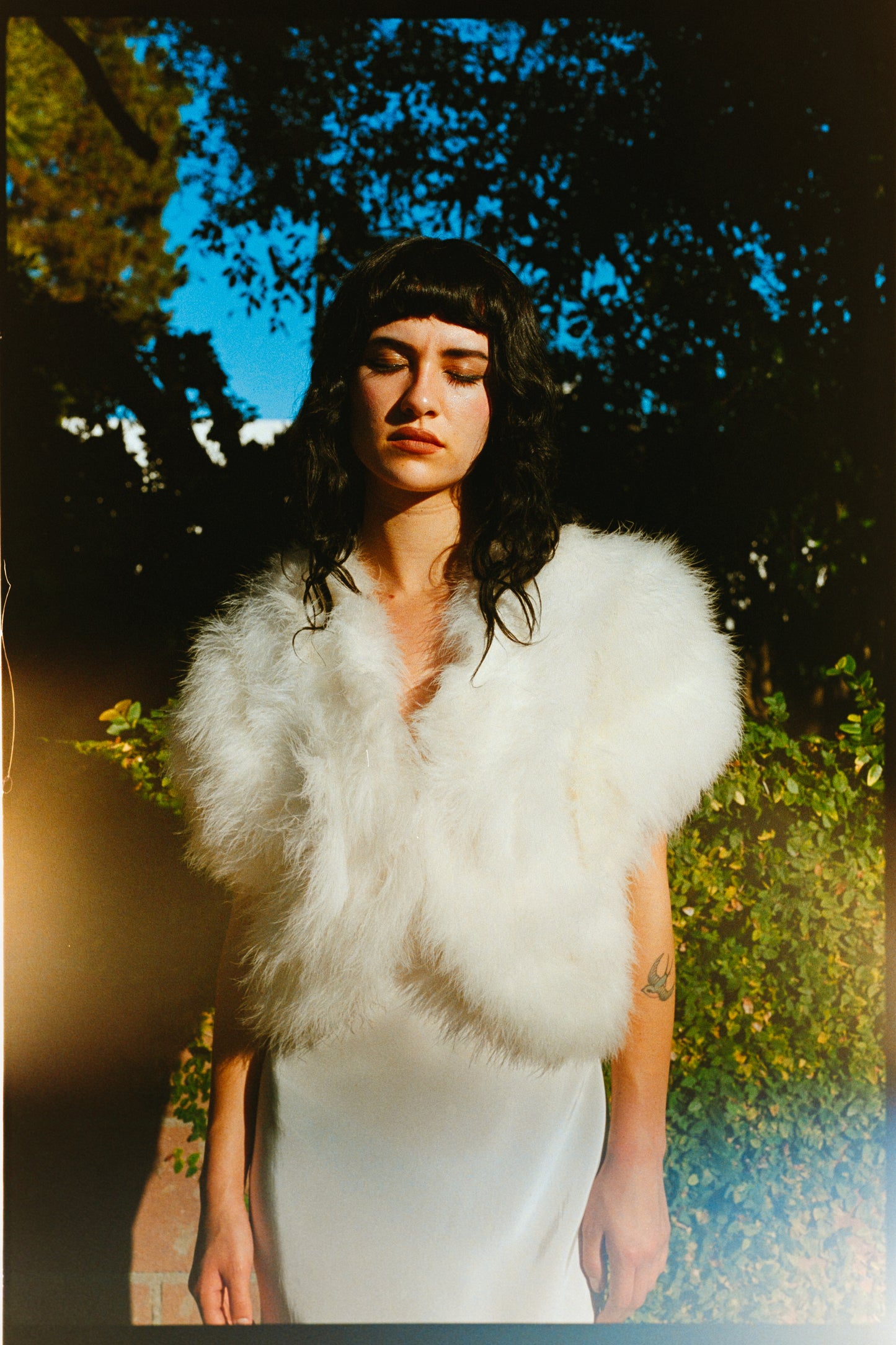 Glamorous I. Magnin Vintage 1980's Alabaster Bridal Marabou Bolero Jacket