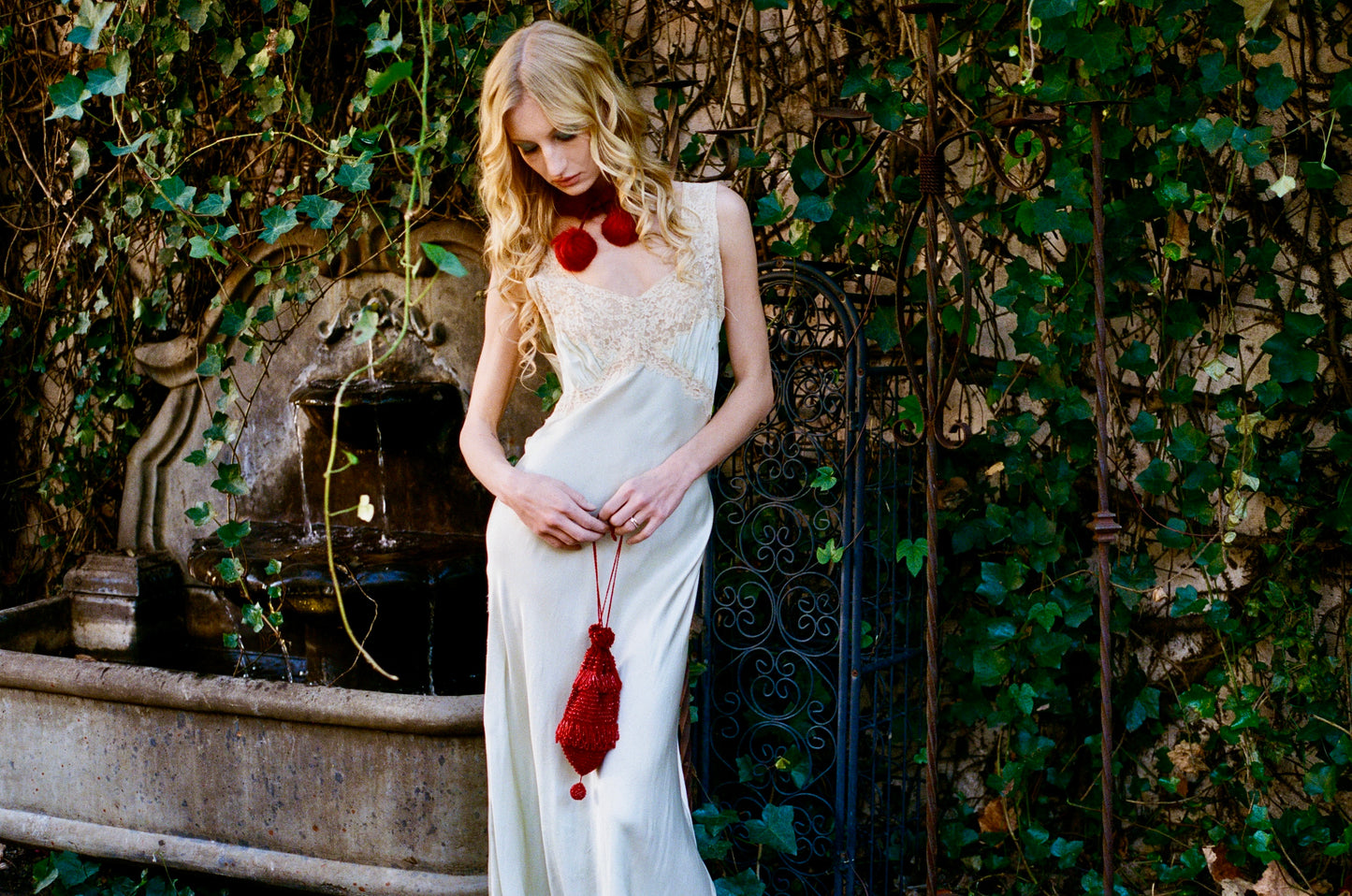 Heavenly Antique 1940’s Silk Slip Bias Cut Dress in Mint with Ecru Lace and Lace Appliqué - One of One