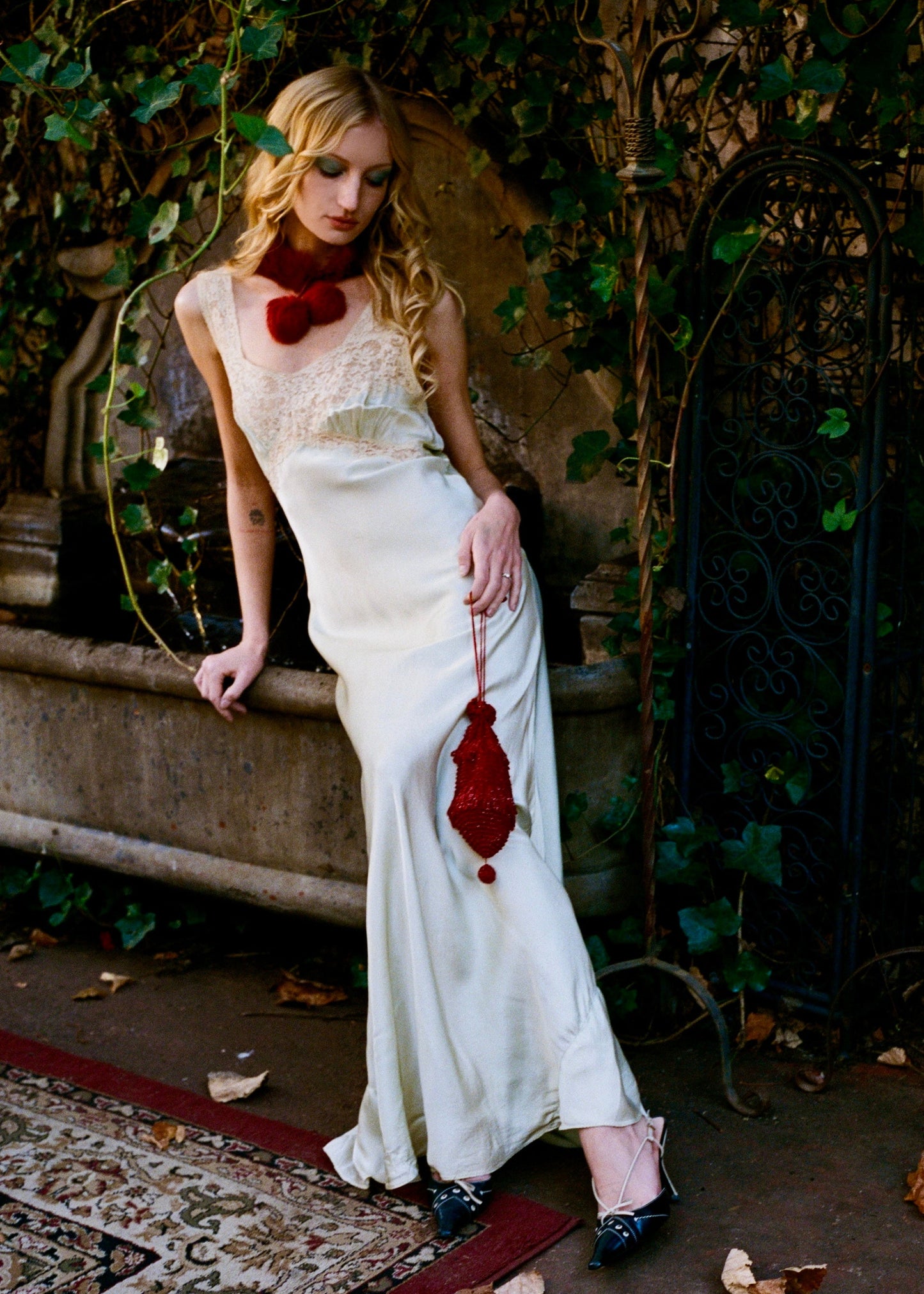 Heavenly Antique 1940’s Silk Slip Bias Cut Dress in Mint with Ecru Lace and Lace Appliqué - One of One