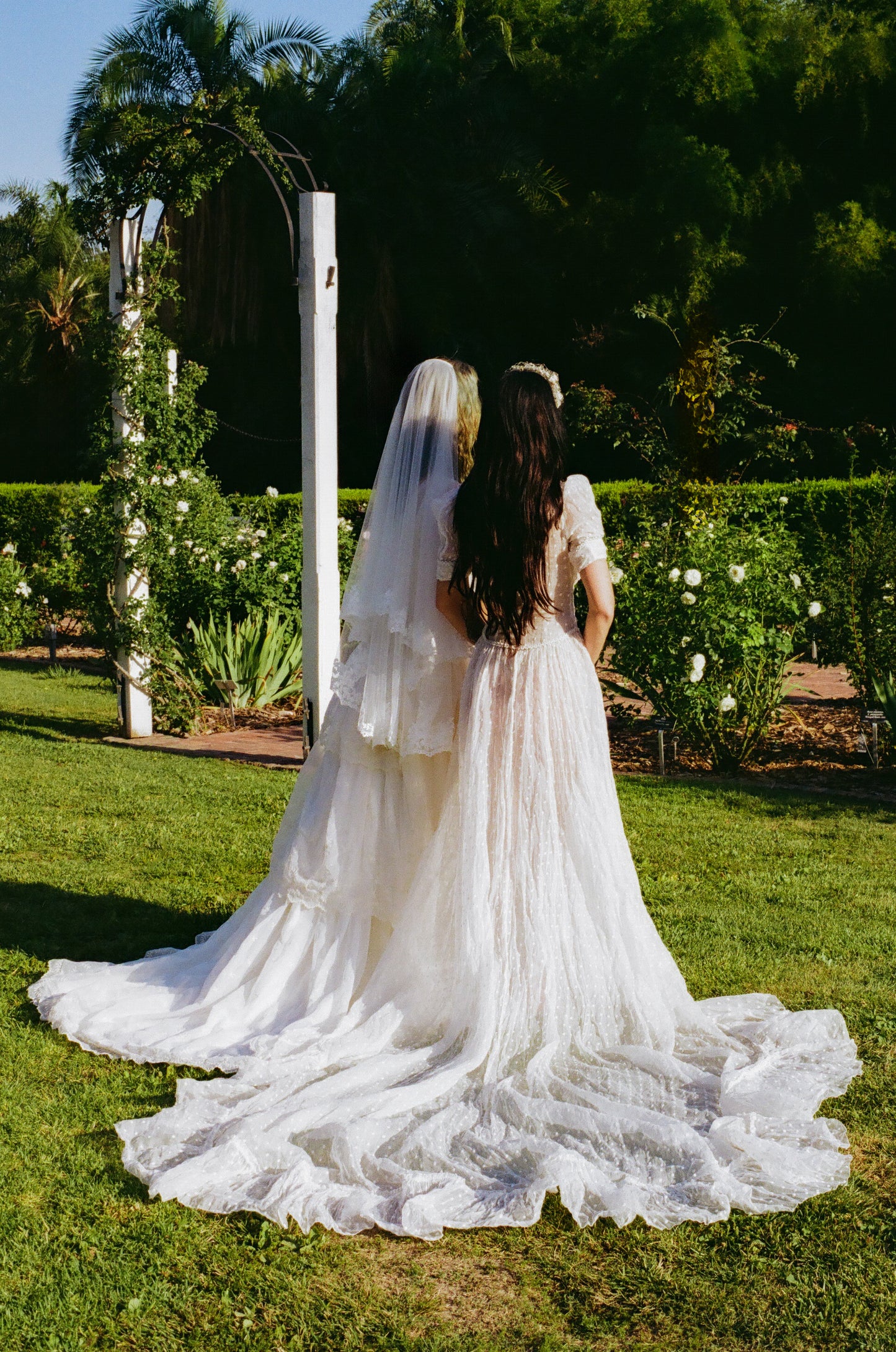 Sensational Ultra Rare Antique 1930’s Silk Organdy Swiss Dot Bone White Wedding Gown with an 80” Cathedral Train