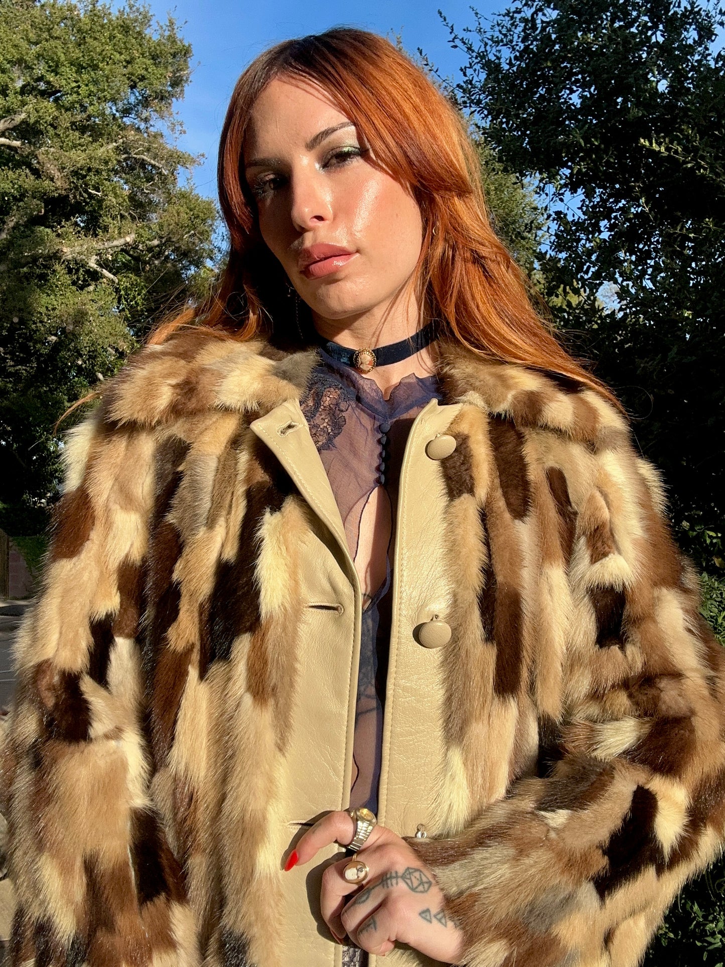 Glamorous Vintage 1970’s Patchwork Mink Fur and Leather Coat