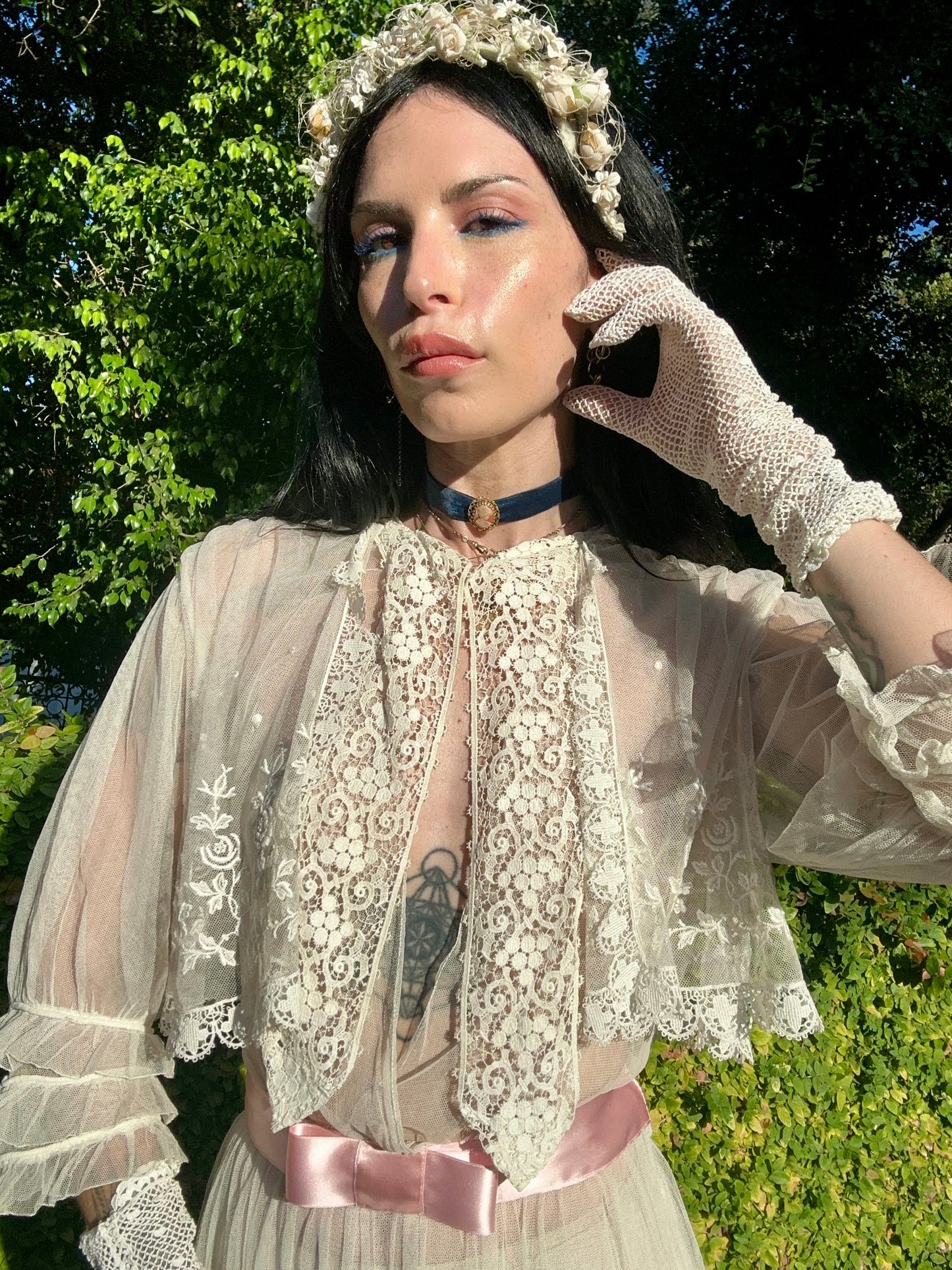 Rare Antique 1914 Edwardian Schiffili Silk Net Bridal Gown/Wedding Dress - Museum Quality