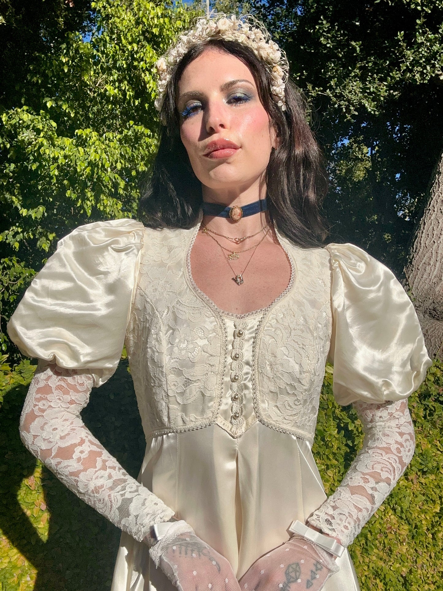 Rare Pearly Ivory Vintage 1970’s Gunne Sax Wedding Gown/Bridal Dress from the Romantic Renaissance Bridal Collection