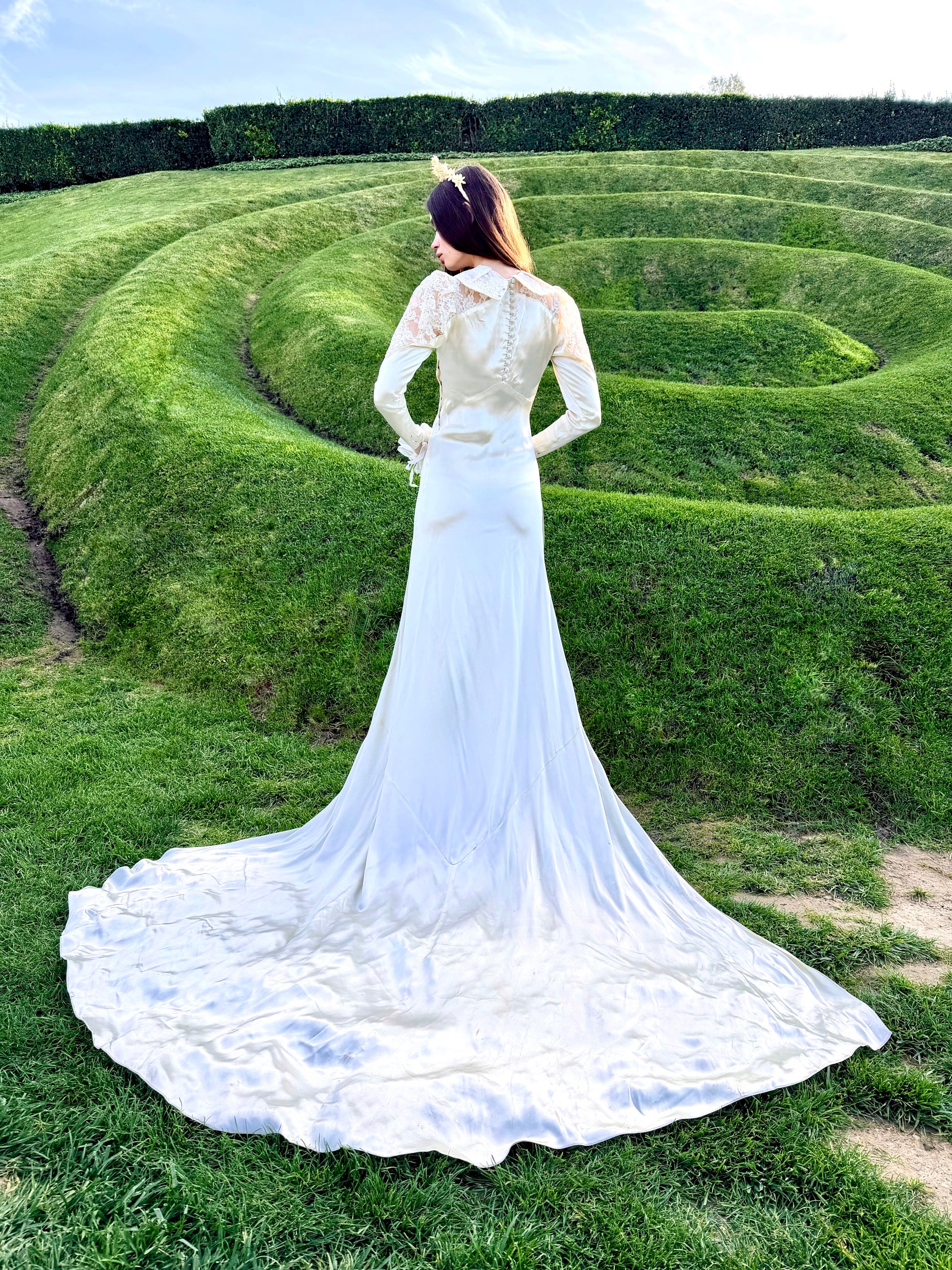 slim fit dress slacks Antique 1930's Liquid Satin Bias Cut Silk Charmeuse Wedding Gown with –  sacredgardenvintage