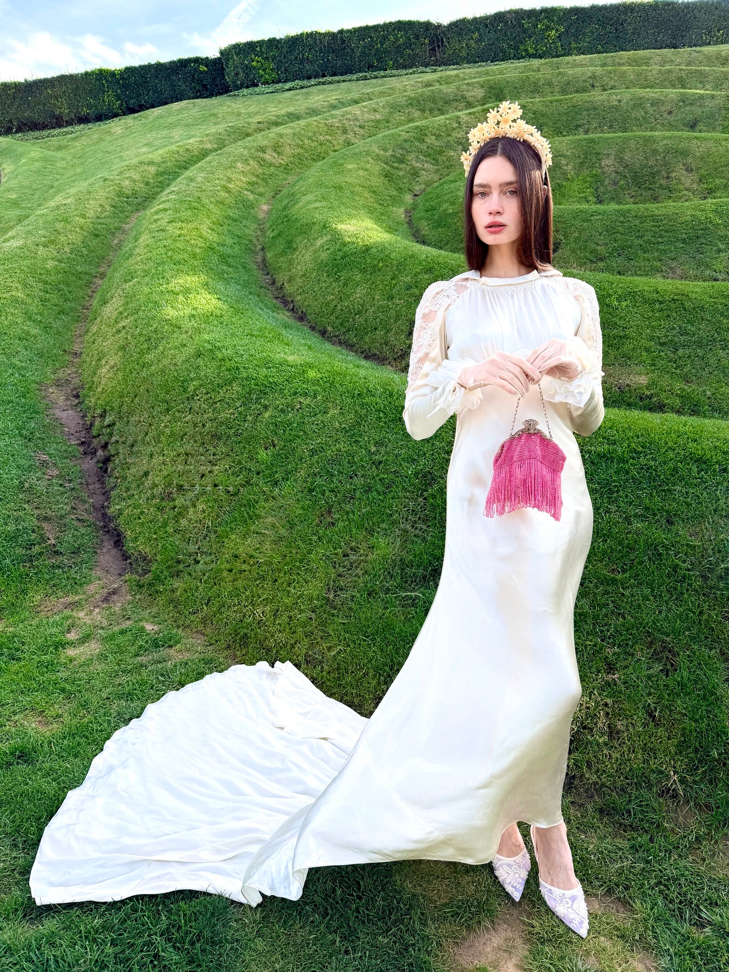 silk charmeuse wedding dress Heavenly Antique 1930's Liquid Silk Charmeuse Wedding Gown with Stunni – sacredgardenvintage