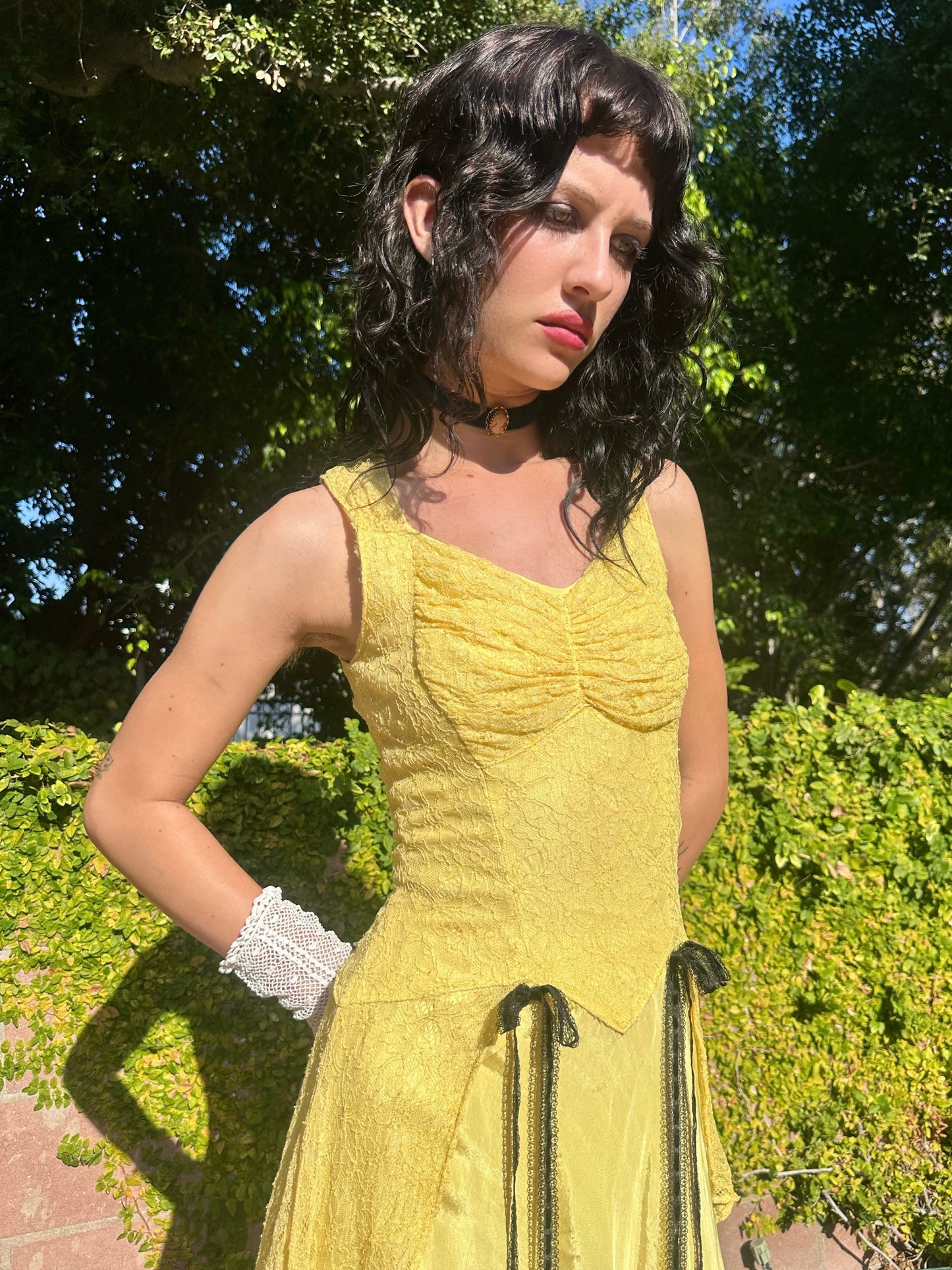 Vintage 1940’s Taffeta and Lace Day Dress Set with a 1960’s Vicky Vaughn  Crop Top/Jacket
