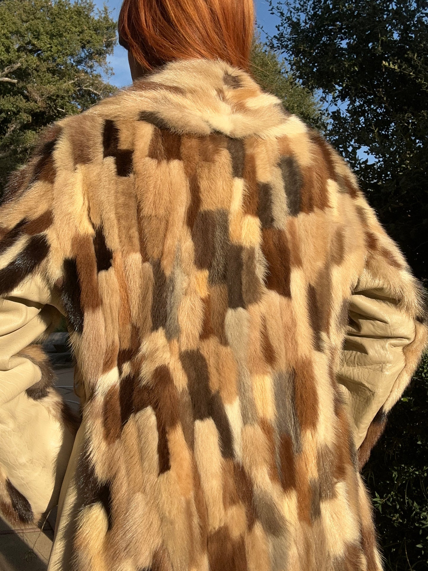 Glamorous Vintage 1970’s Patchwork Mink Fur and Leather Coat