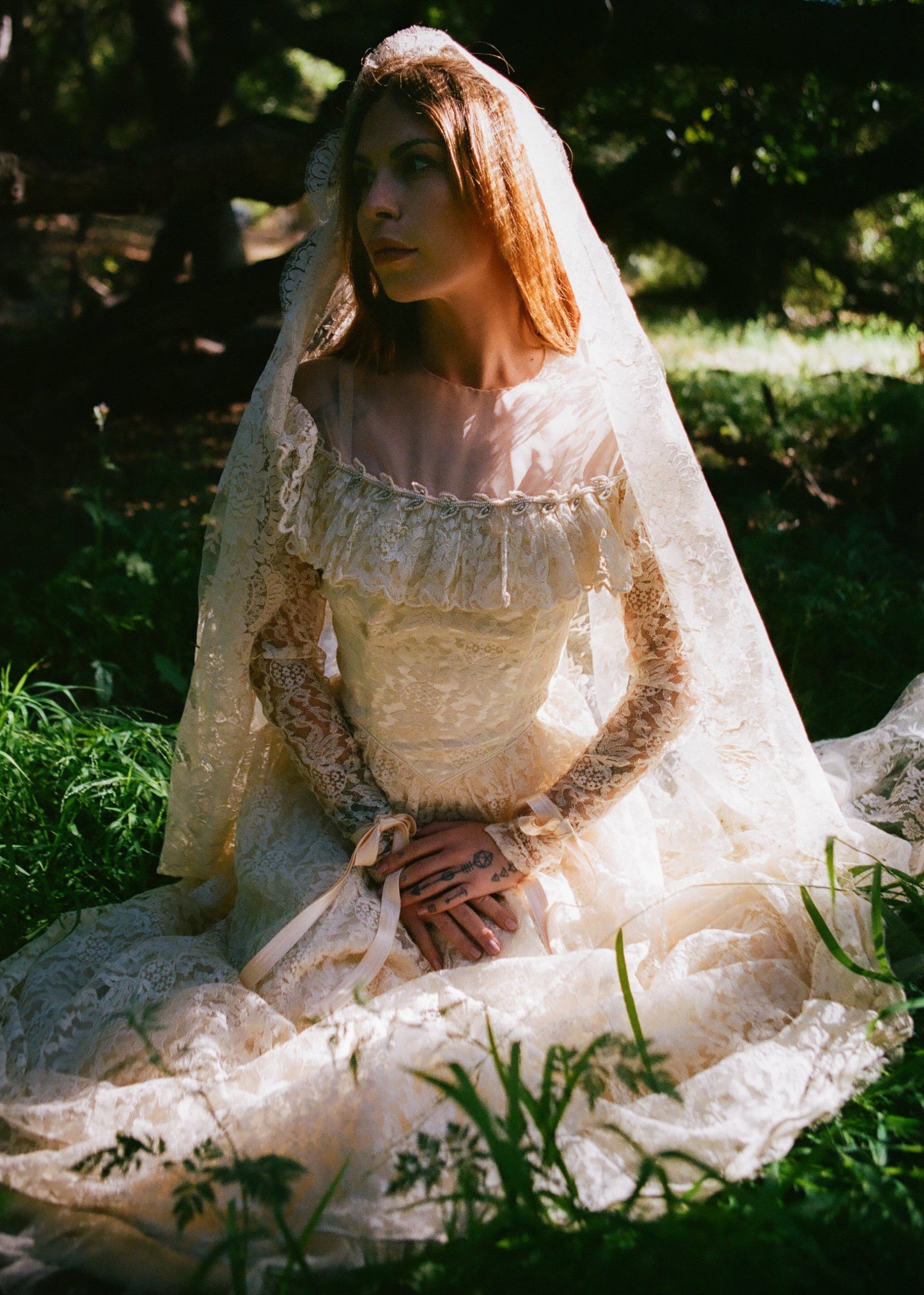Heavenly Antique 1940’s Ivory Lace Dress with a Cathedral Train By: Maurer Originals - For Brielle