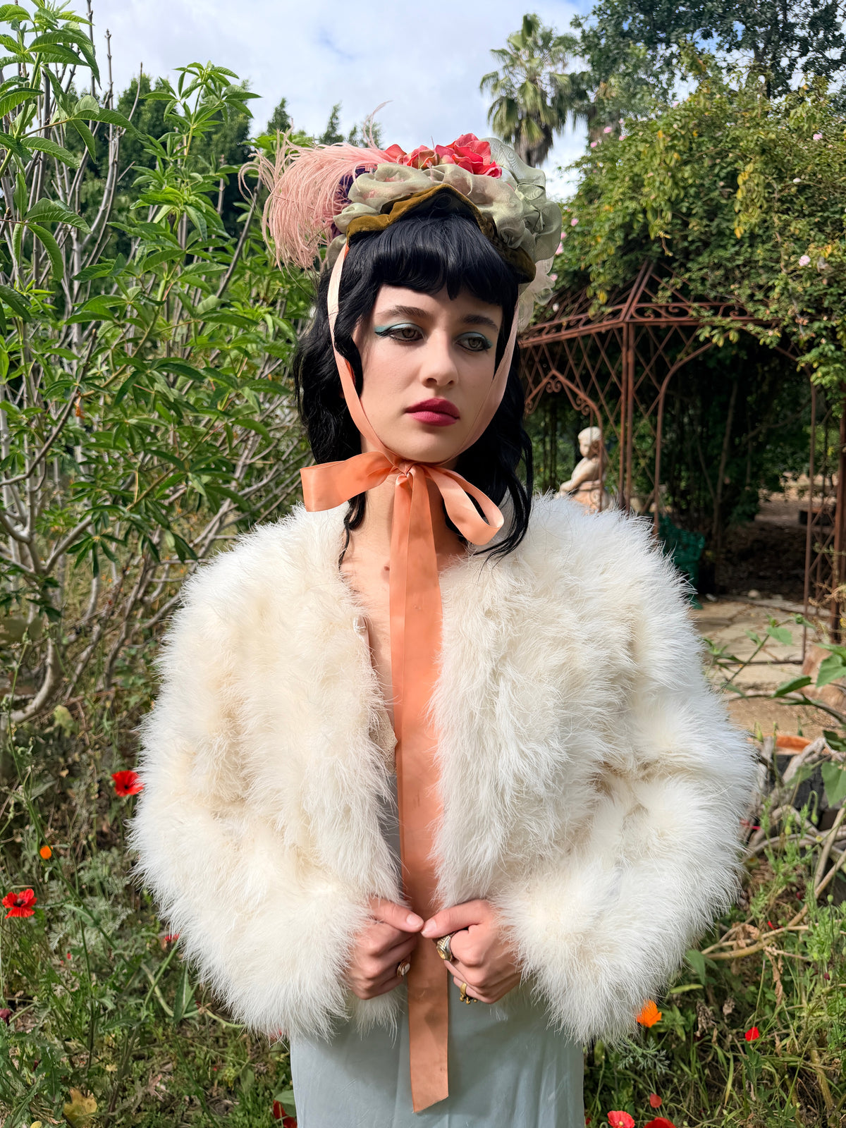 Heavenly Vintage 1970’s Marabou Feather Coat Jacket in Ivory
