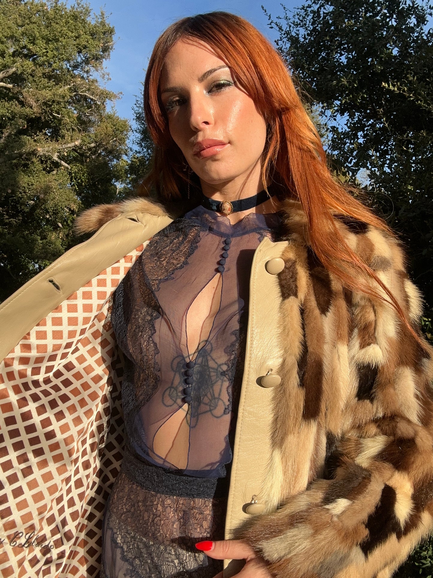 Luxurious Vintage 1970’s Mink Patchwork Fur Coat with Leather Accents