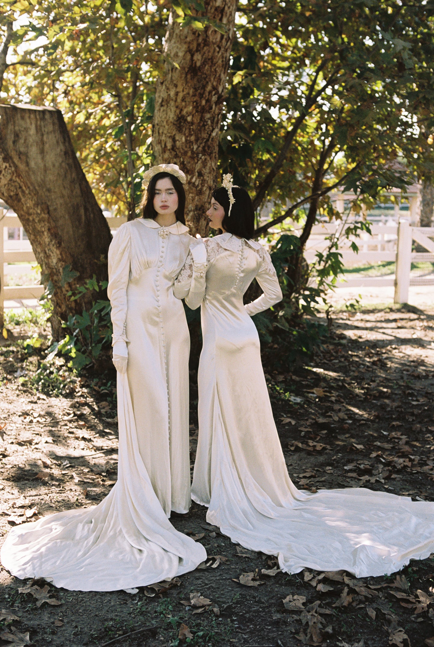 Timeless Antique 1930’s Warm Ivory Liquid Silk Charmeuse Wedding Gown with Sculptural Flower Details and Cathedral Train