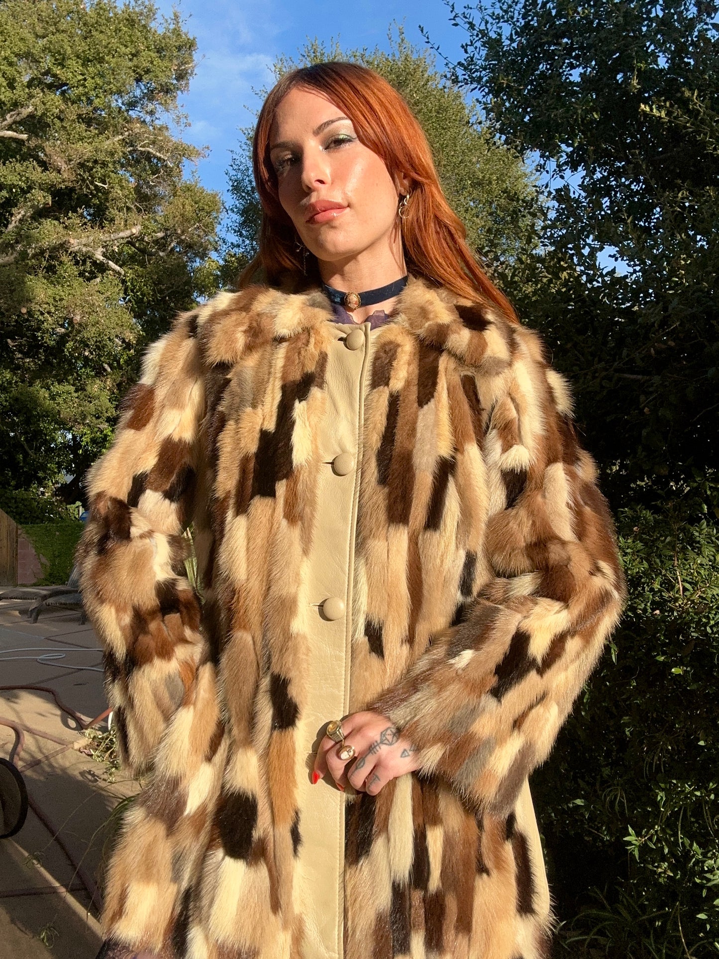 Glamorous Vintage 1970’s Patchwork Mink Fur and Leather Coat