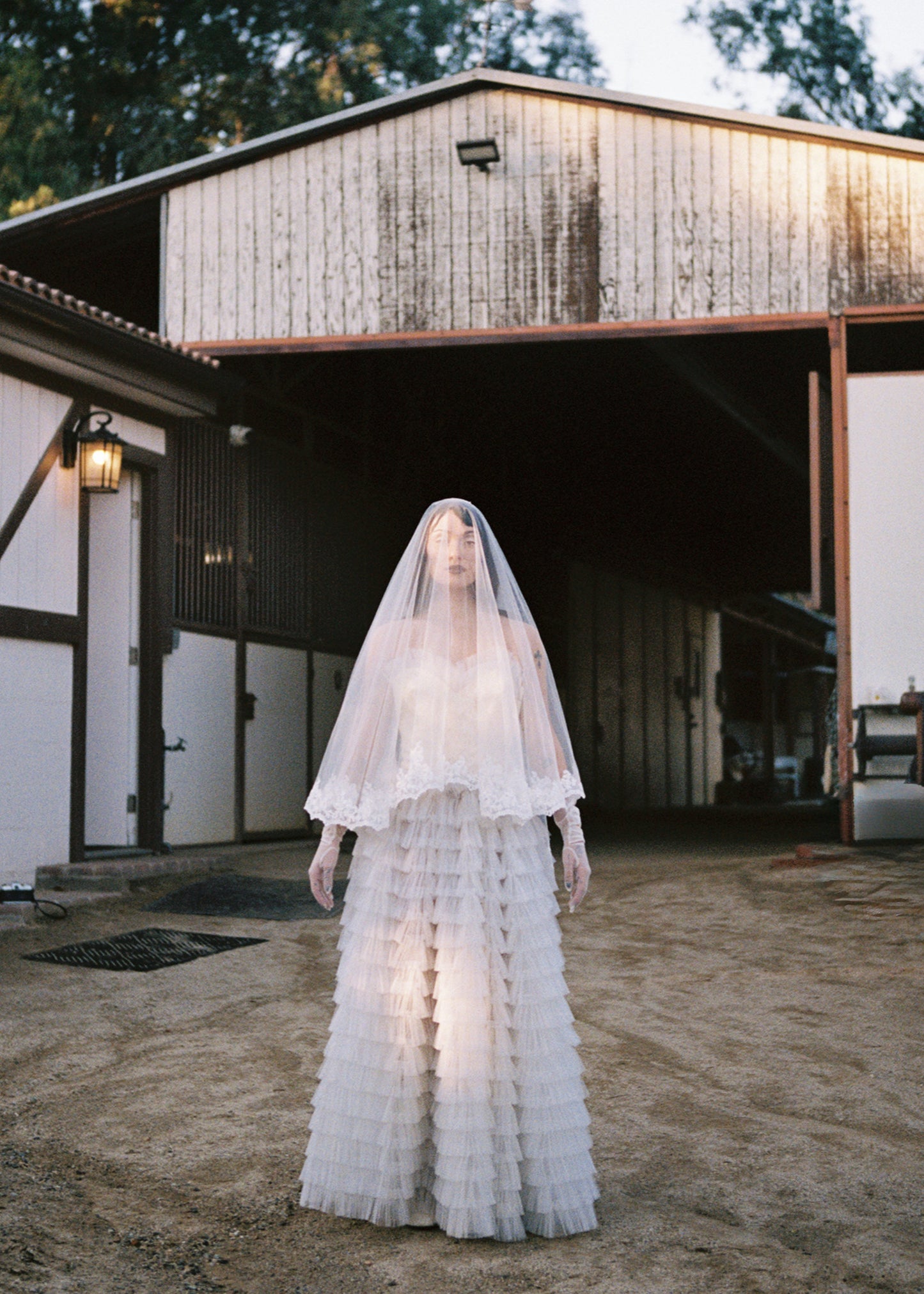 One-of-One Ethereal Whimsical Vintage 1950's Strapless Lace & Tiered Tulle Bridal Dress - Designed in House