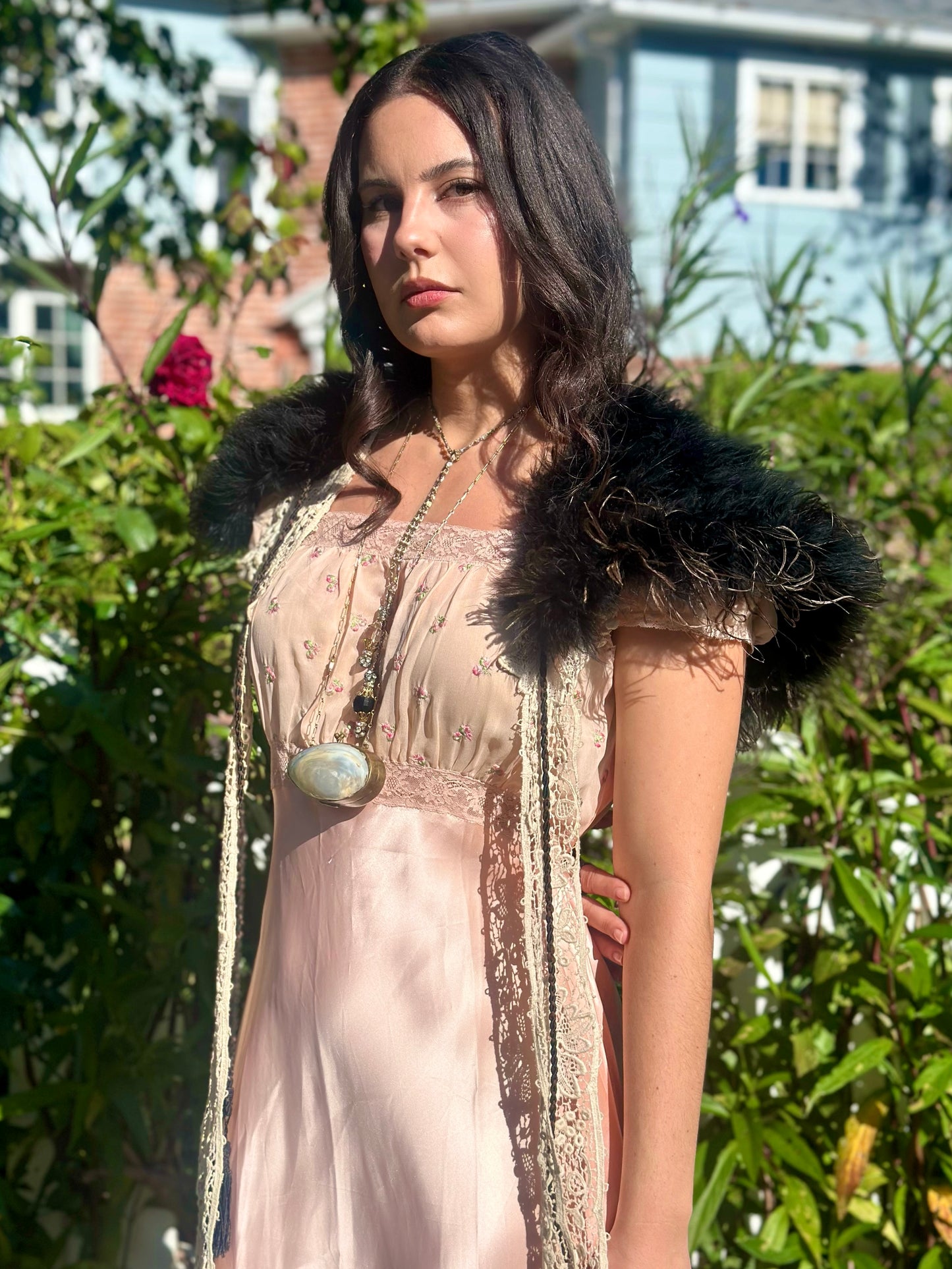 Ethereal Antique 1930’s/40’s Bias Cut Silk Slip Dress in Cherry Blossom Pink Volup Size