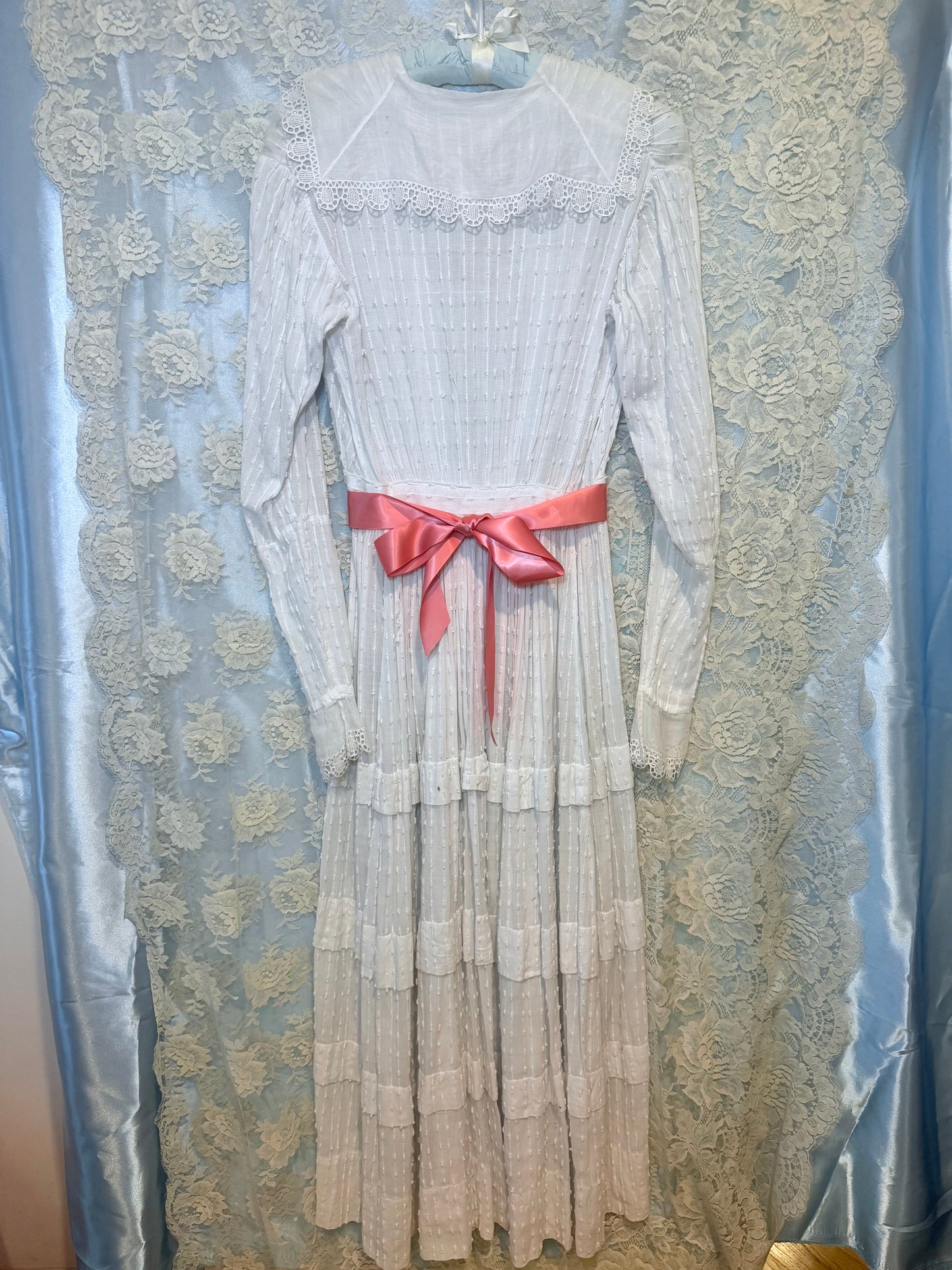 Ethereal Antique Edwardian c. 1910’s Swiss Dot Embroidered Cotton Lawn Dress
