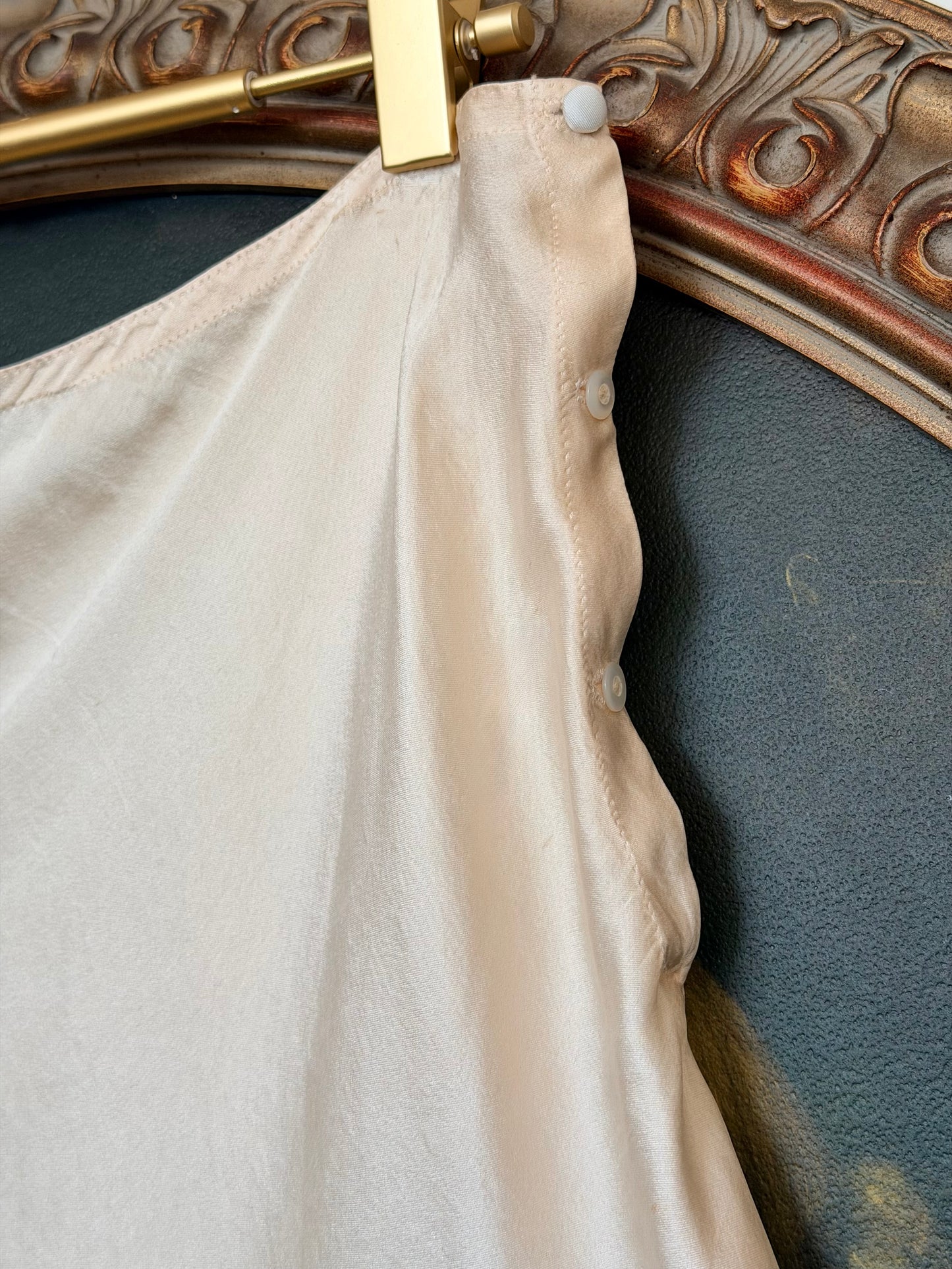 Antique 1930's Silk Tap Pants Bias Cut in Cream with Lace Inserts and Embroidery - Rare size L L/XL