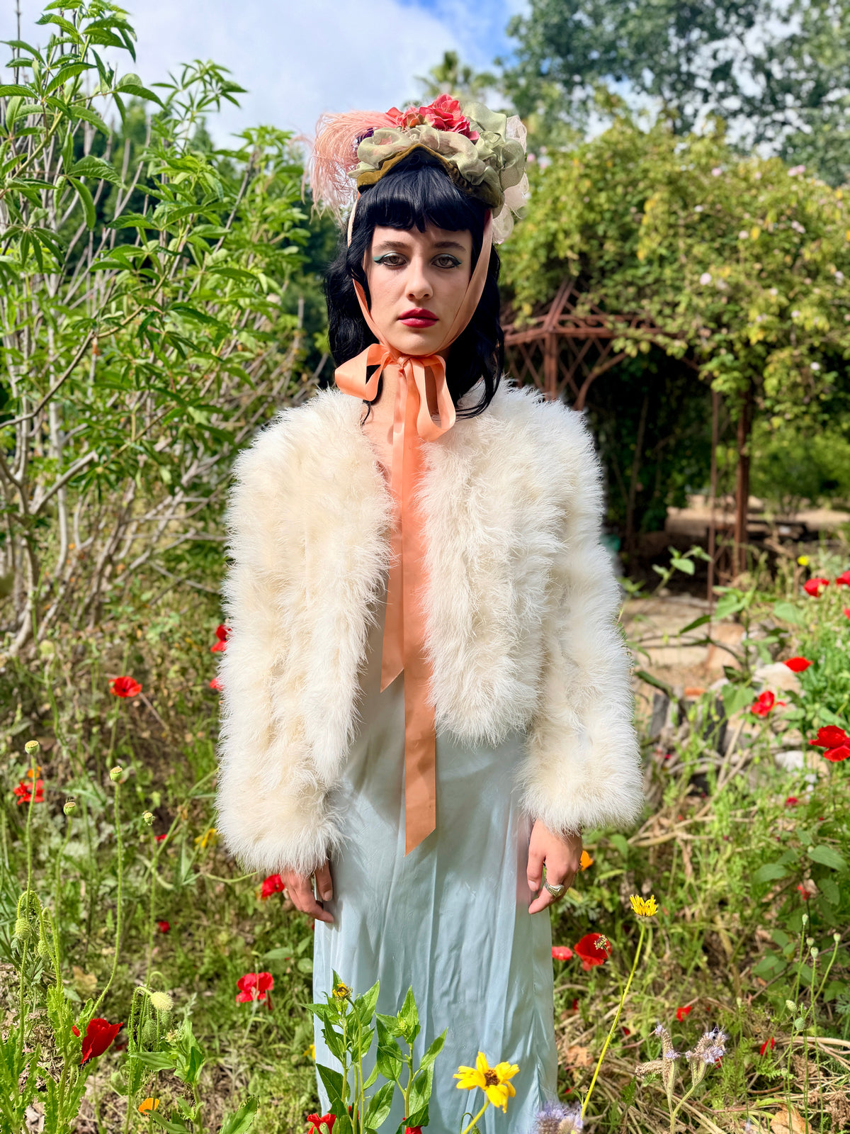 Heavenly Vintage 1970’s Marabou Feather Coat Jacket in Ivory