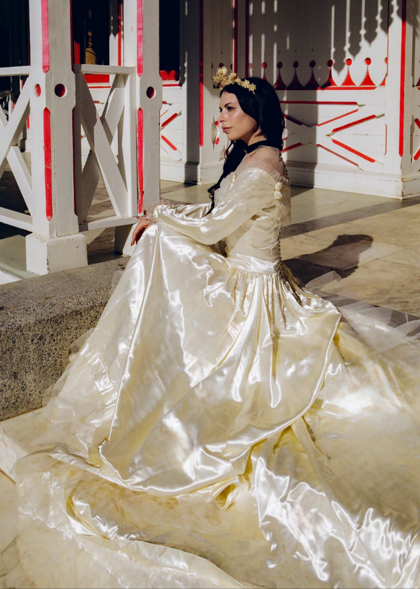 Rare, Exceptionally Stunning, Vintage 1940’s Liquid Silk Satin Charmeuse Wedding Gown in Ivory with a Basque Waist and 86" Cathedral Train. Designed by: Miriam Originals New York