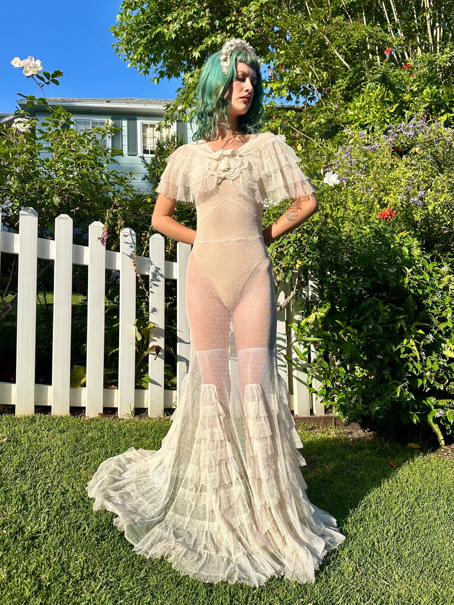 Rare One-of-a-Kind Ethereal 1930's 3-Piece Swiss Dot Bridal Gown/Wedding Dress