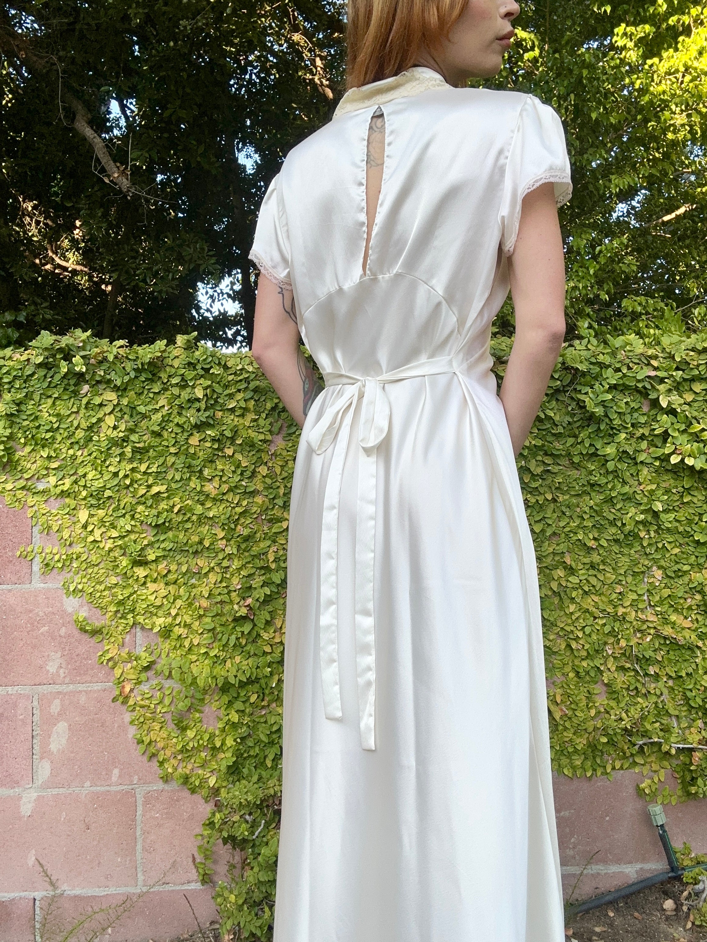 Vintage 1970's Christian Dior Bridal Slip Dress with Lace Inserts