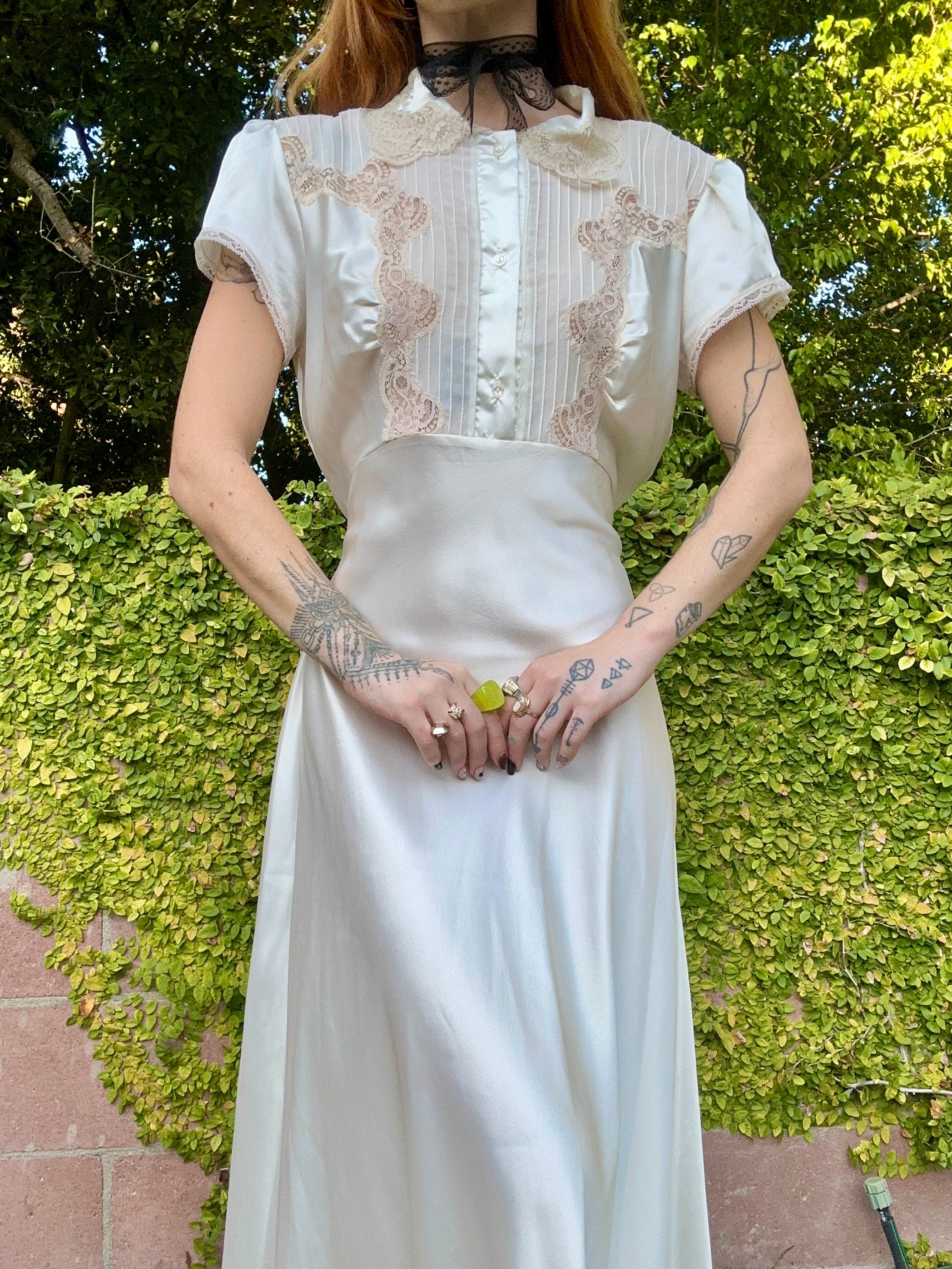Vintage 1970's Christian Dior Bridal Slip Dress with Lace Inserts