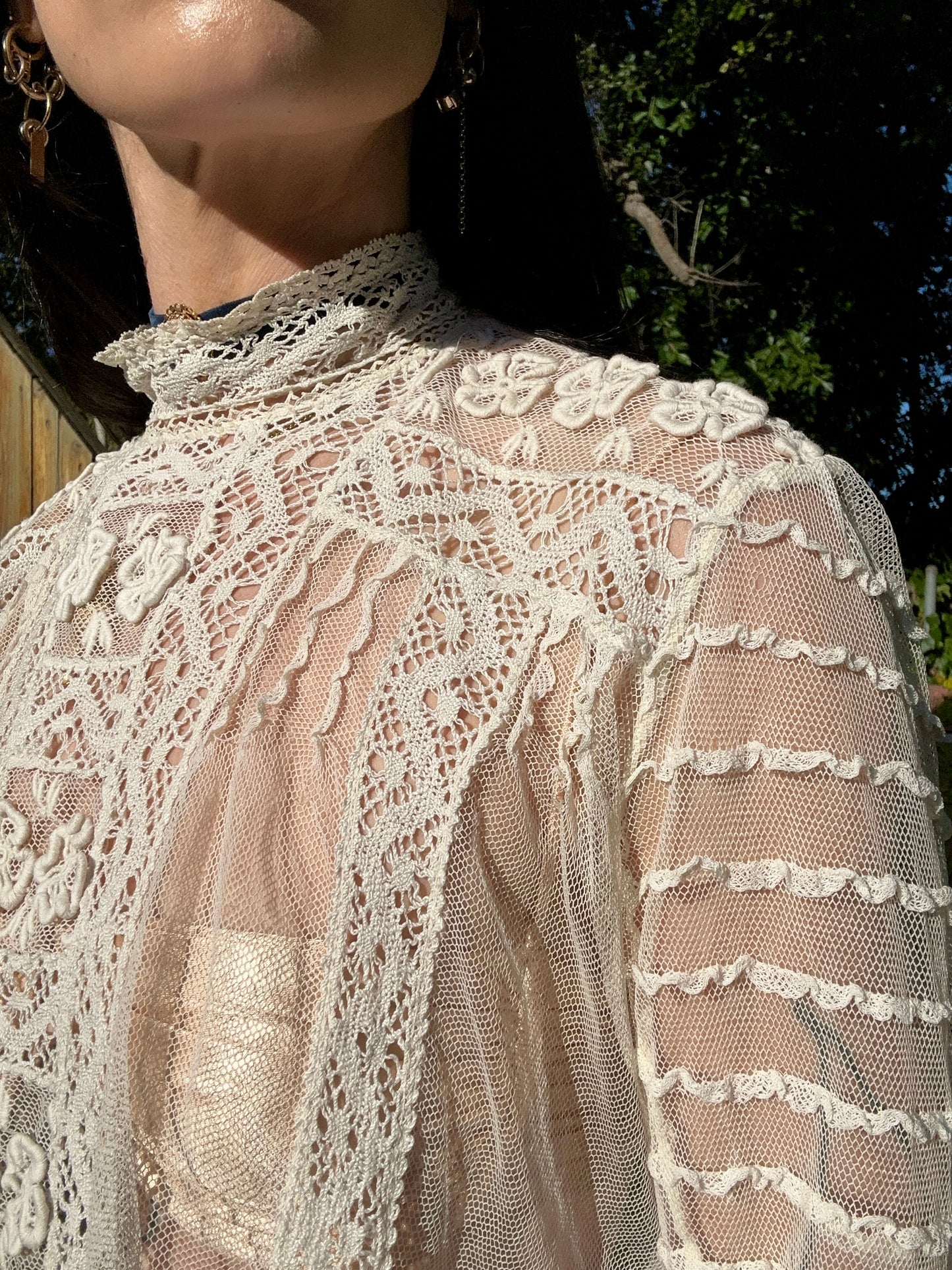 1910's Antique Edwardian Silk Net Lace Blouse