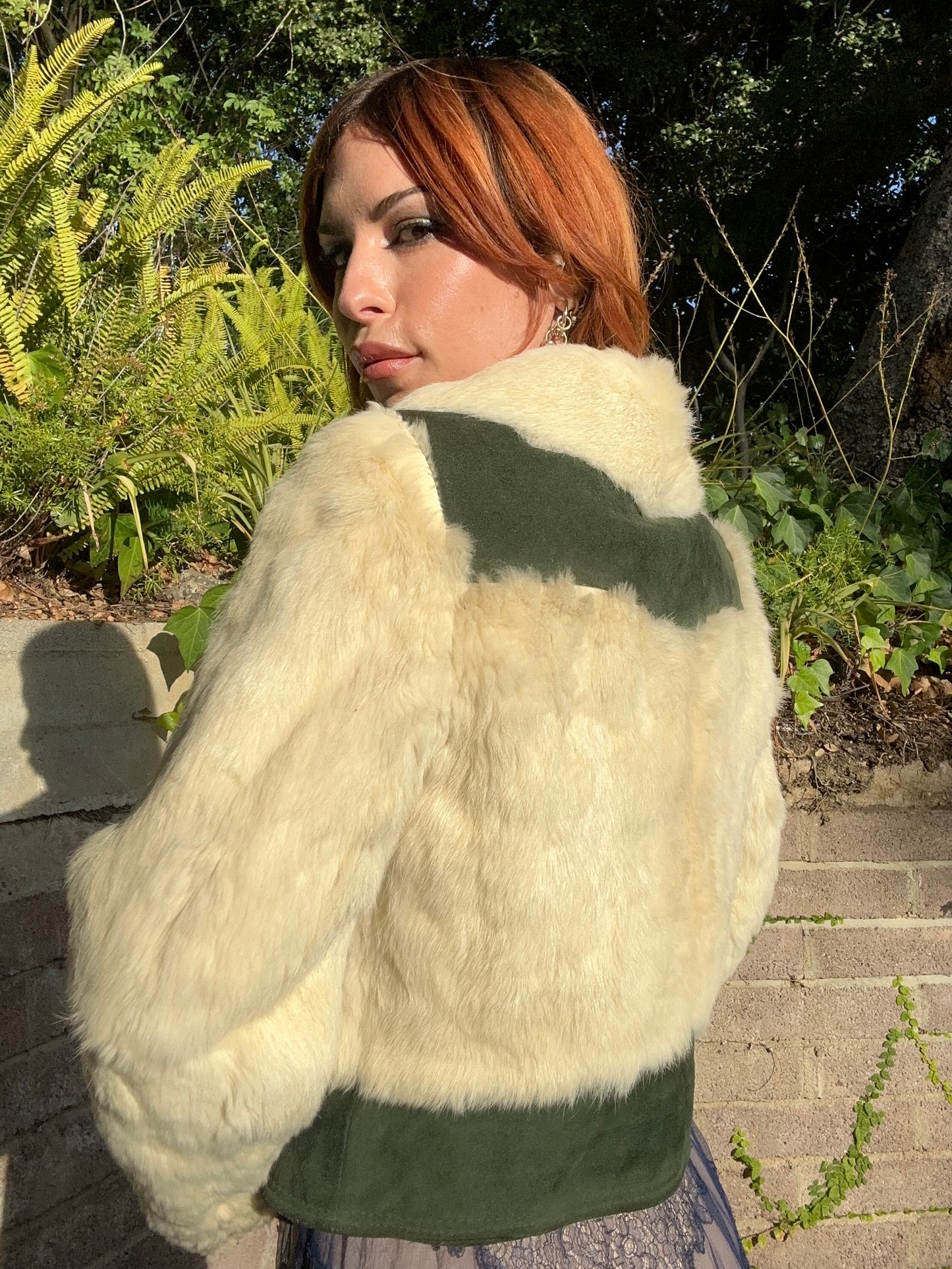 Vintage 1970's Suede Leather and Cream Fur Cropped Jacket