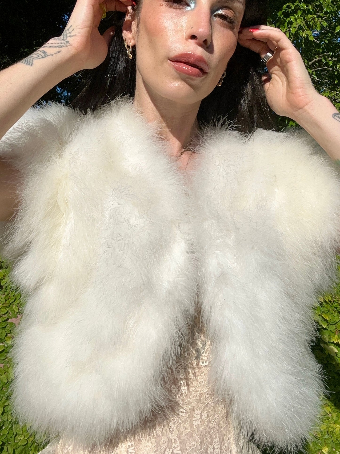 Vintage 1980's Glam Snow White Marabou Feather Bolero