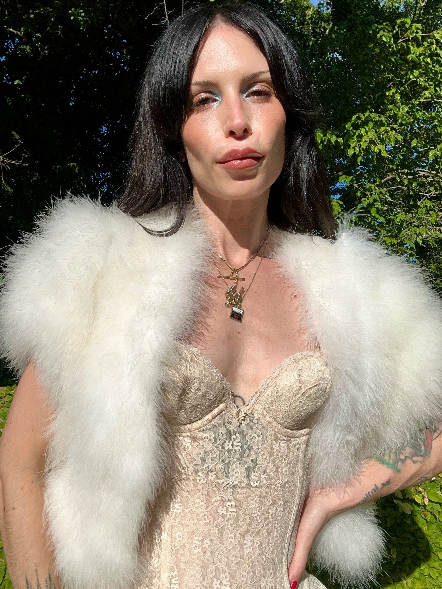 Vintage 1980's Glam Snow White Marabou Feather Bolero