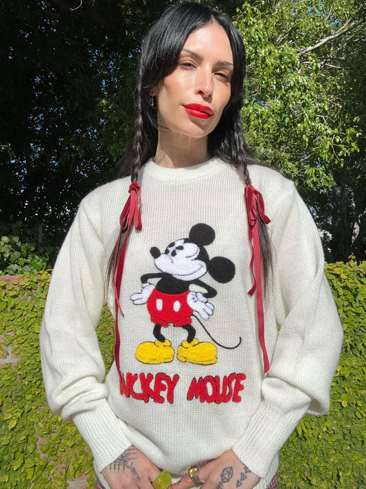 Vintage 1970's Mickey Mouse Chenille Sweater by: Disney Characters Fashions