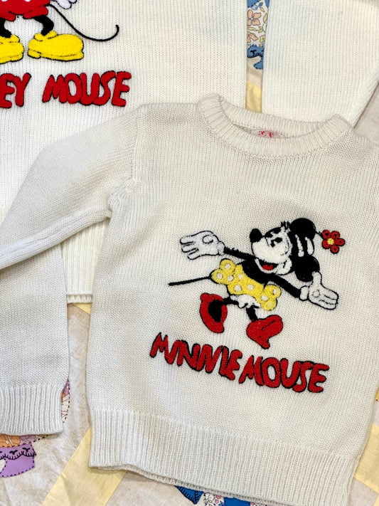 Vintage 1970's Minnie Mouse Chenille Pullover Sweater by: Disney Character Fashions