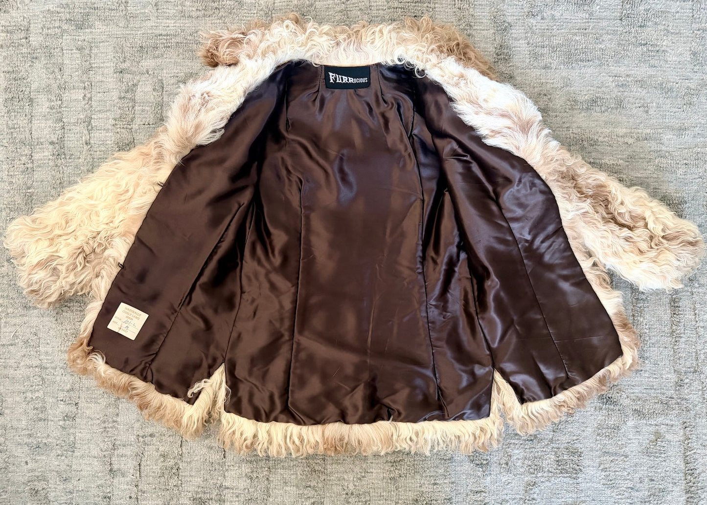 Gorgeous Authentic Vintage 1970’s Curly Mongolian Lamb Tibetan Fur Coat with Rare Color-Way