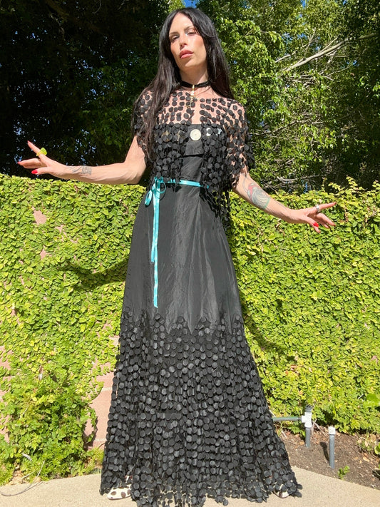 Rare Antique 1930's Two Piece Dress Set with Giant Edwardian Mother of Pearl Buttons - Reworked by Me