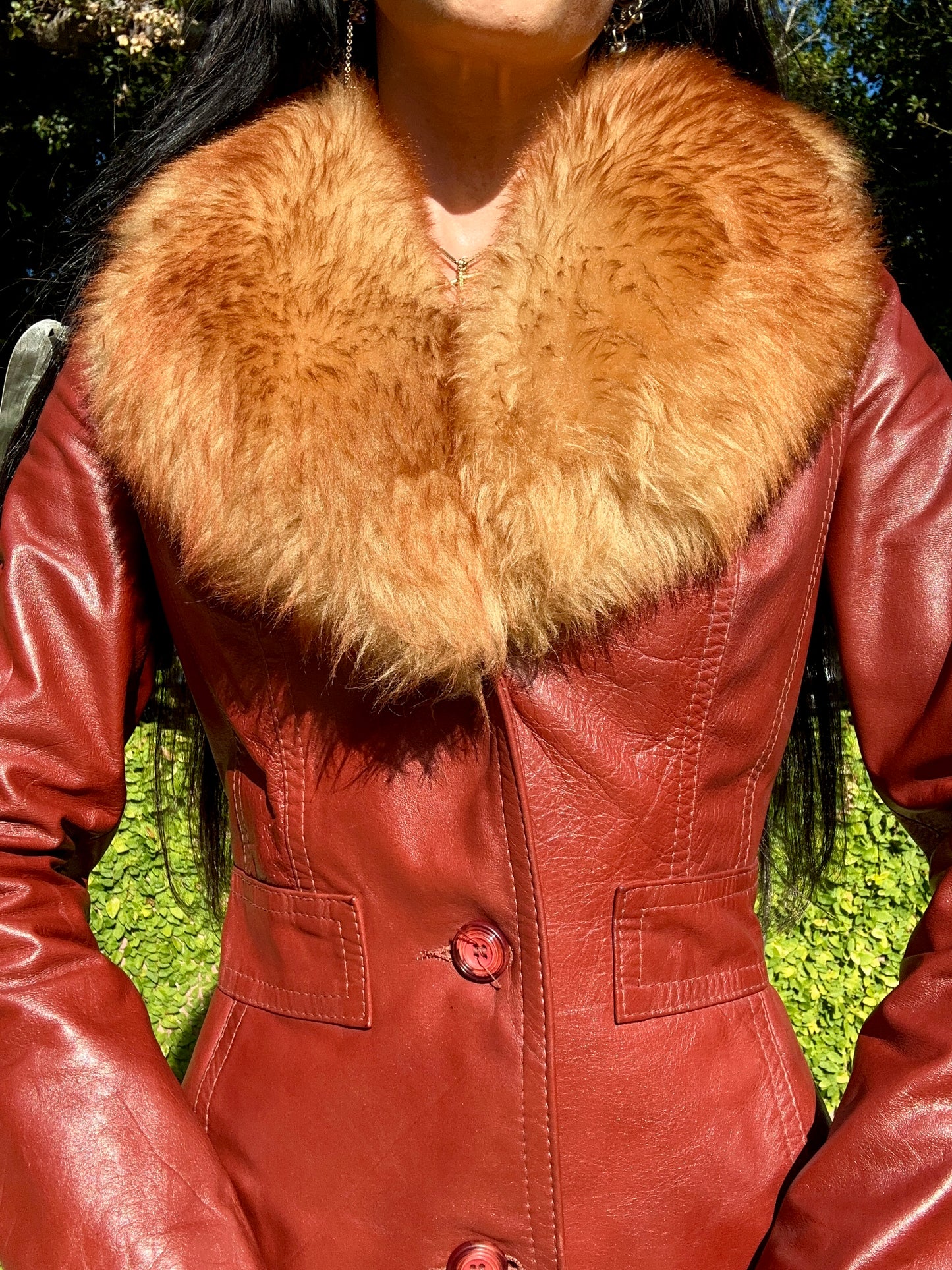 Genuine Leather Vintage 1970's Penny Lane Jacket/Coat with Shearling Fur Collar - Made by: Gassy Jack