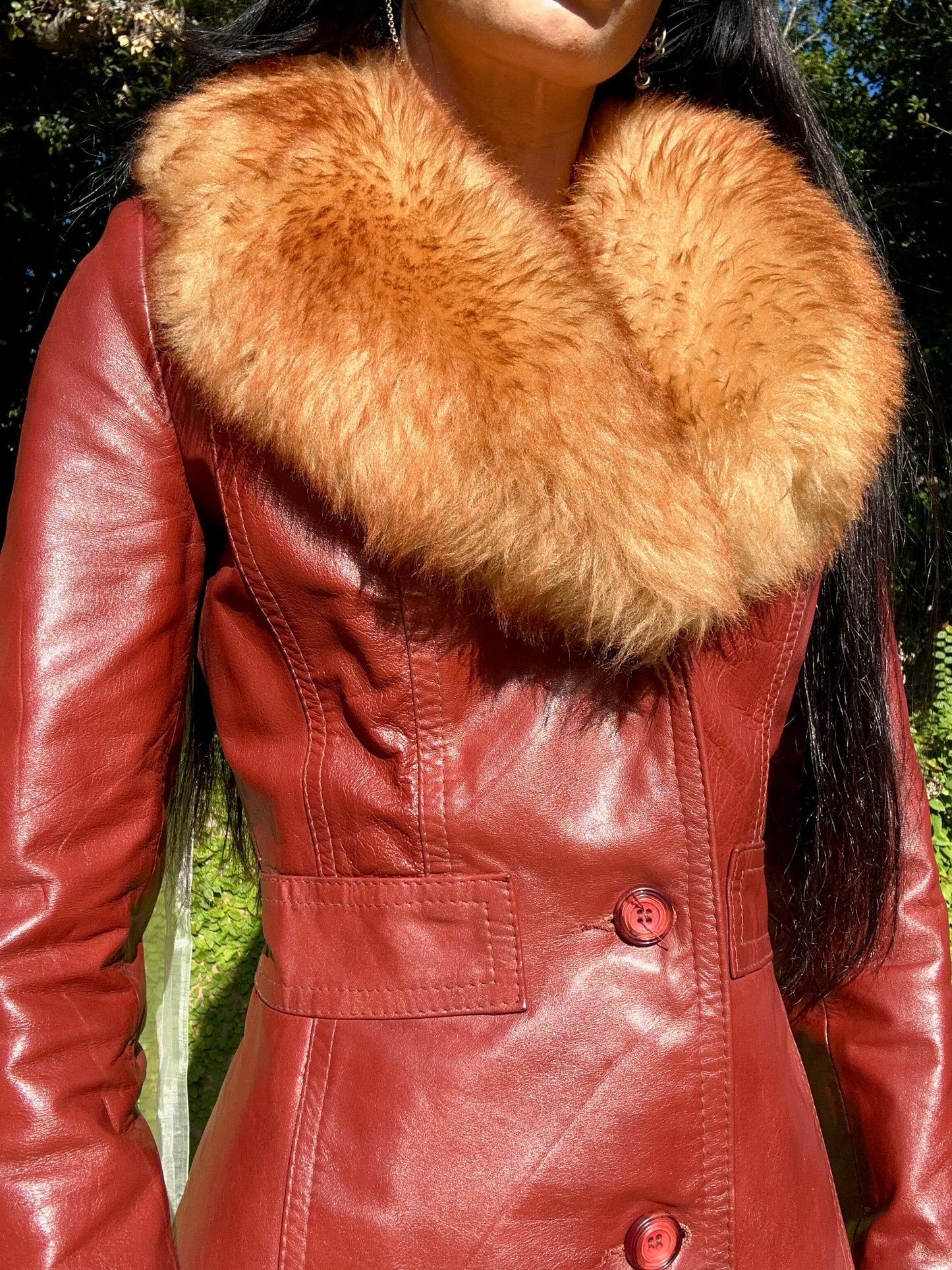 Genuine Leather Vintage 1970's Penny Lane Jacket/Coat with Shearling Fur Collar - Made by: Gassy Jack