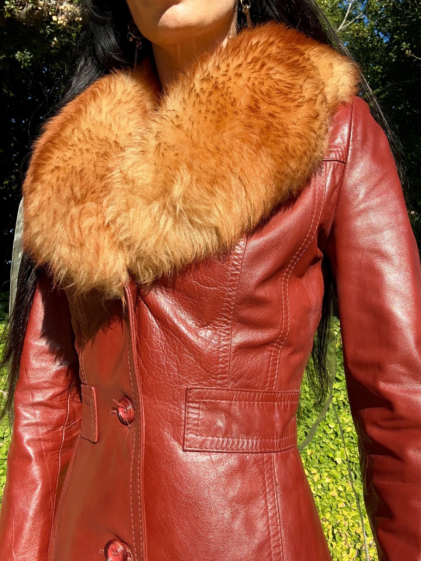 Genuine Leather Vintage 1970's Penny Lane Jacket/Coat with Shearling Fur Collar - Made by: Gassy Jack