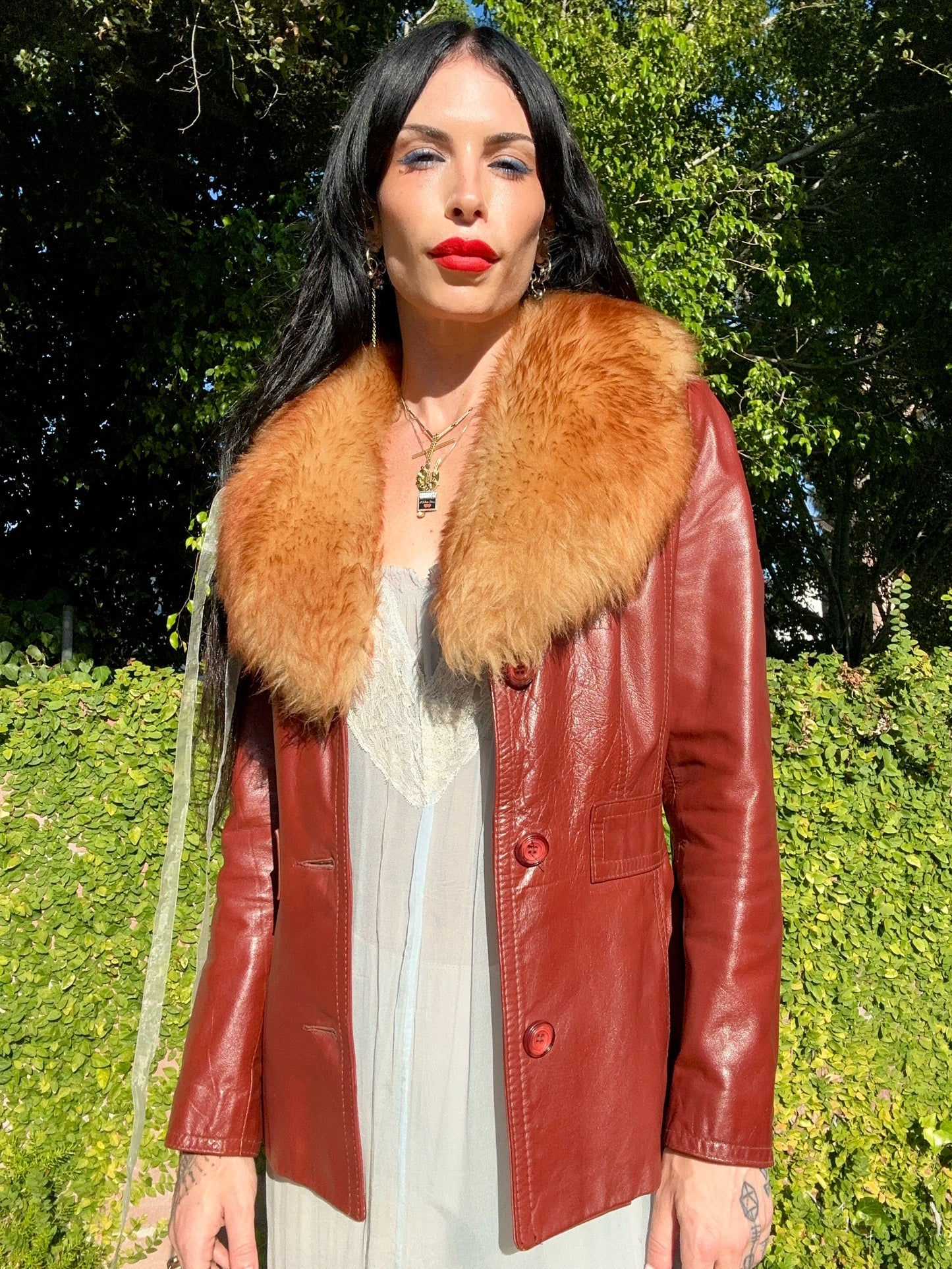 Genuine Leather Vintage 1970's Penny Lane Jacket/Coat with Shearling Fur Collar - Made by: Gassy Jack