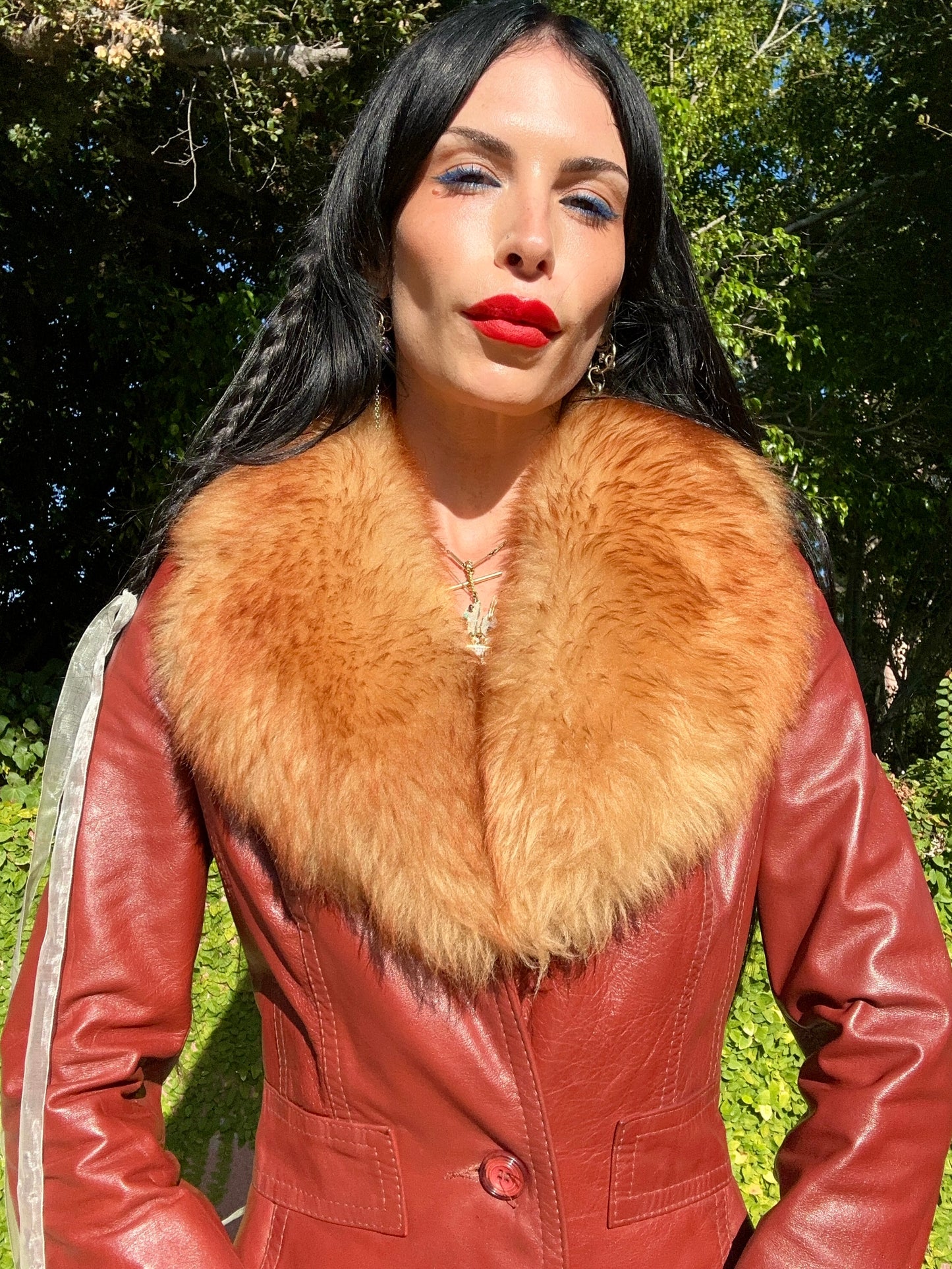 Genuine Leather Vintage 1970's Penny Lane Jacket/Coat with Shearling Fur Collar - Made by: Gassy Jack