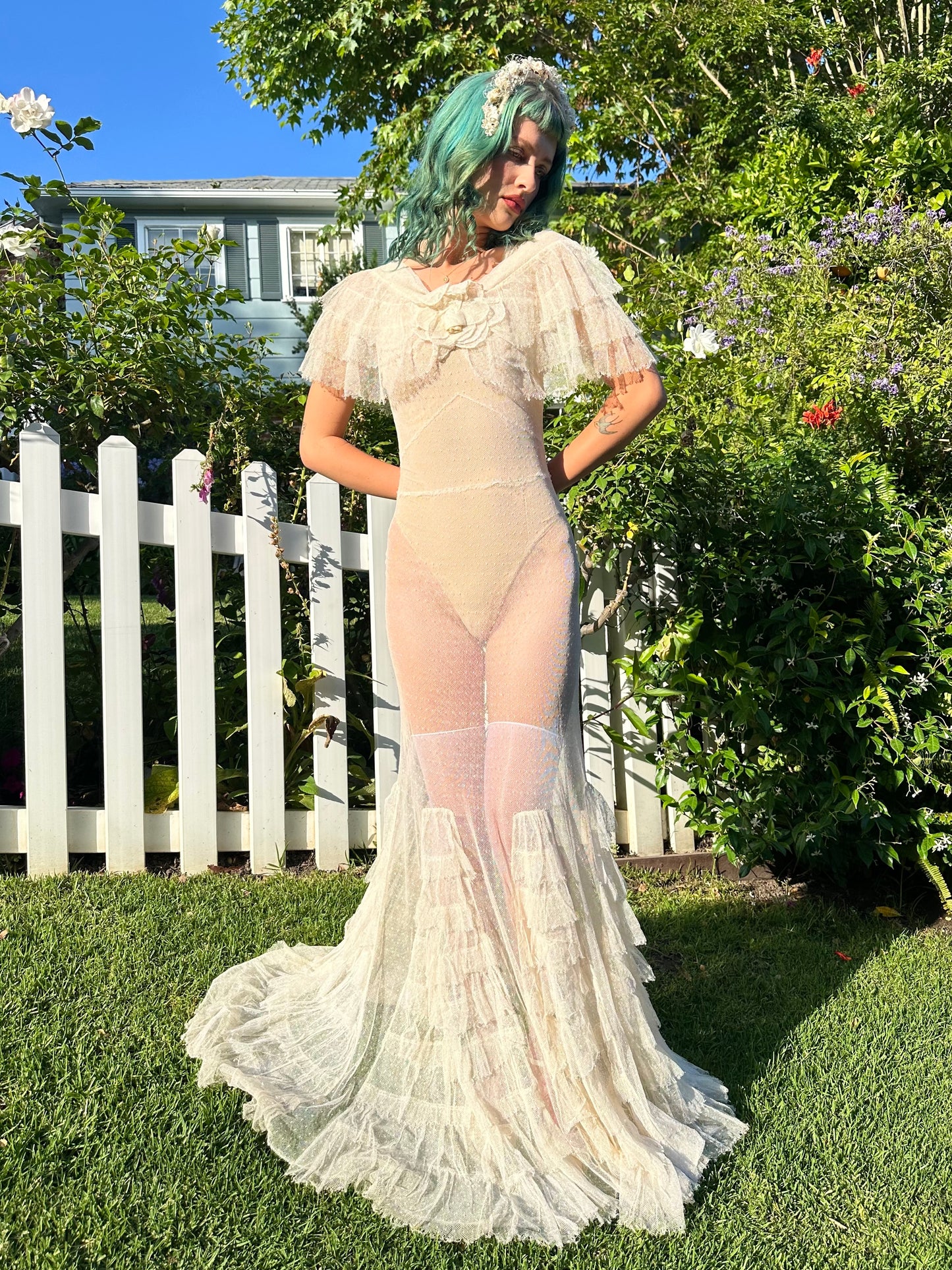Rare One-of-a-Kind Ethereal 1930's 3-Piece Swiss Dot Bridal Gown/Wedding Dress