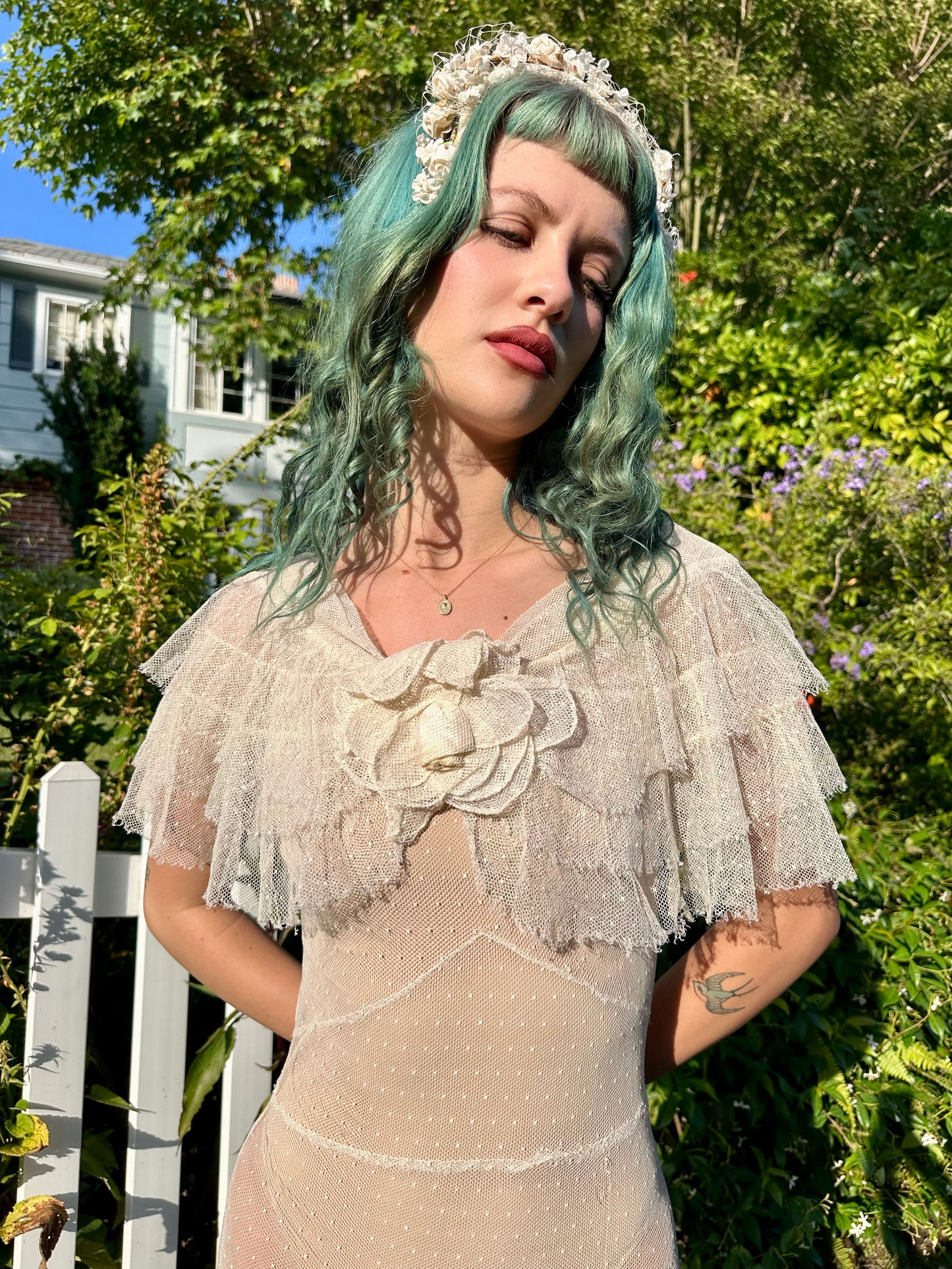 Rare One-of-a-Kind Ethereal 1930's 3-Piece Swiss Dot Bridal Gown/Wedding Dress