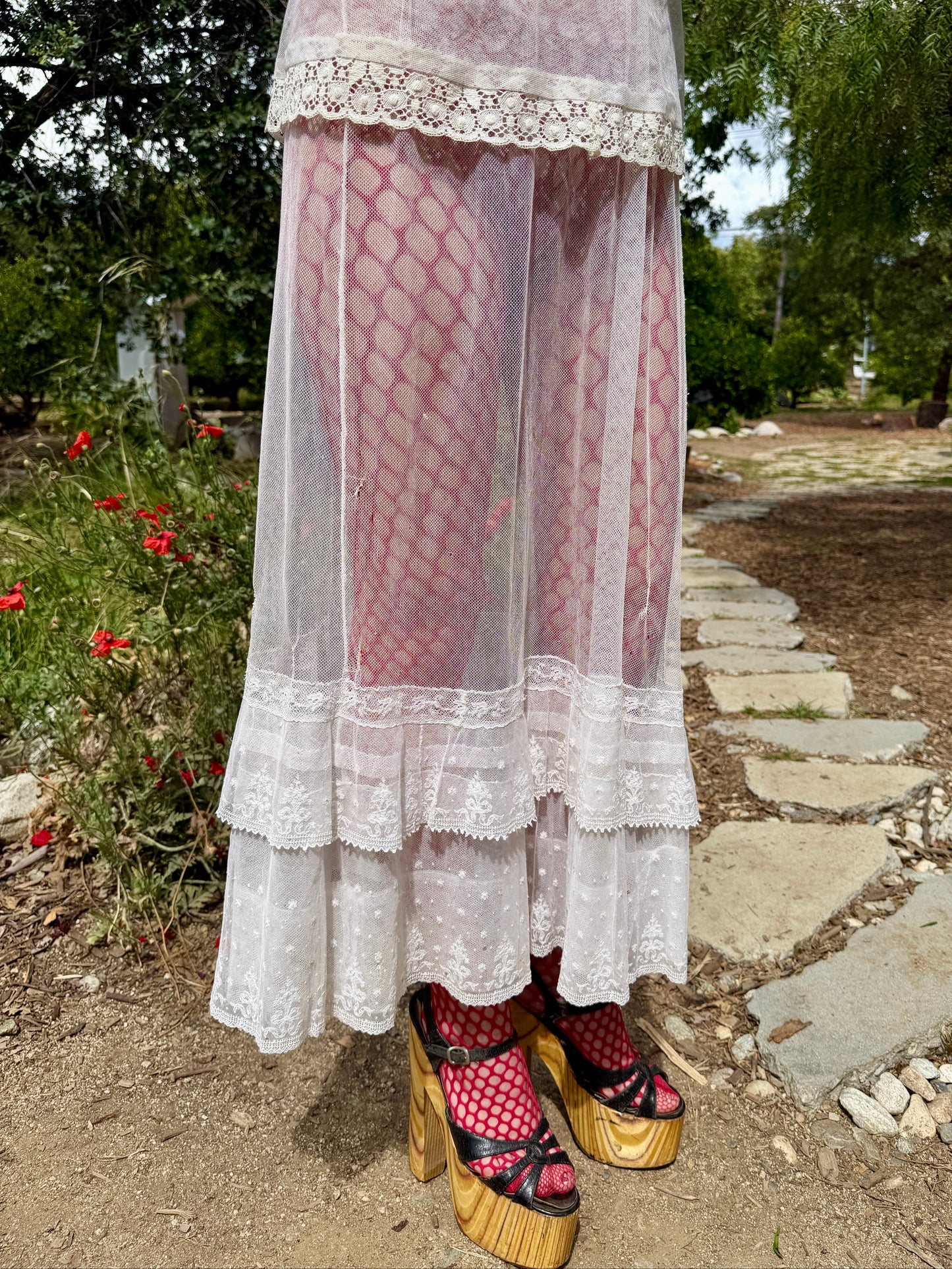 Darling Antique Edwardian Blouse & Skirt Two Piece Set Made from Silk Mesh with Lace Details One-of-One