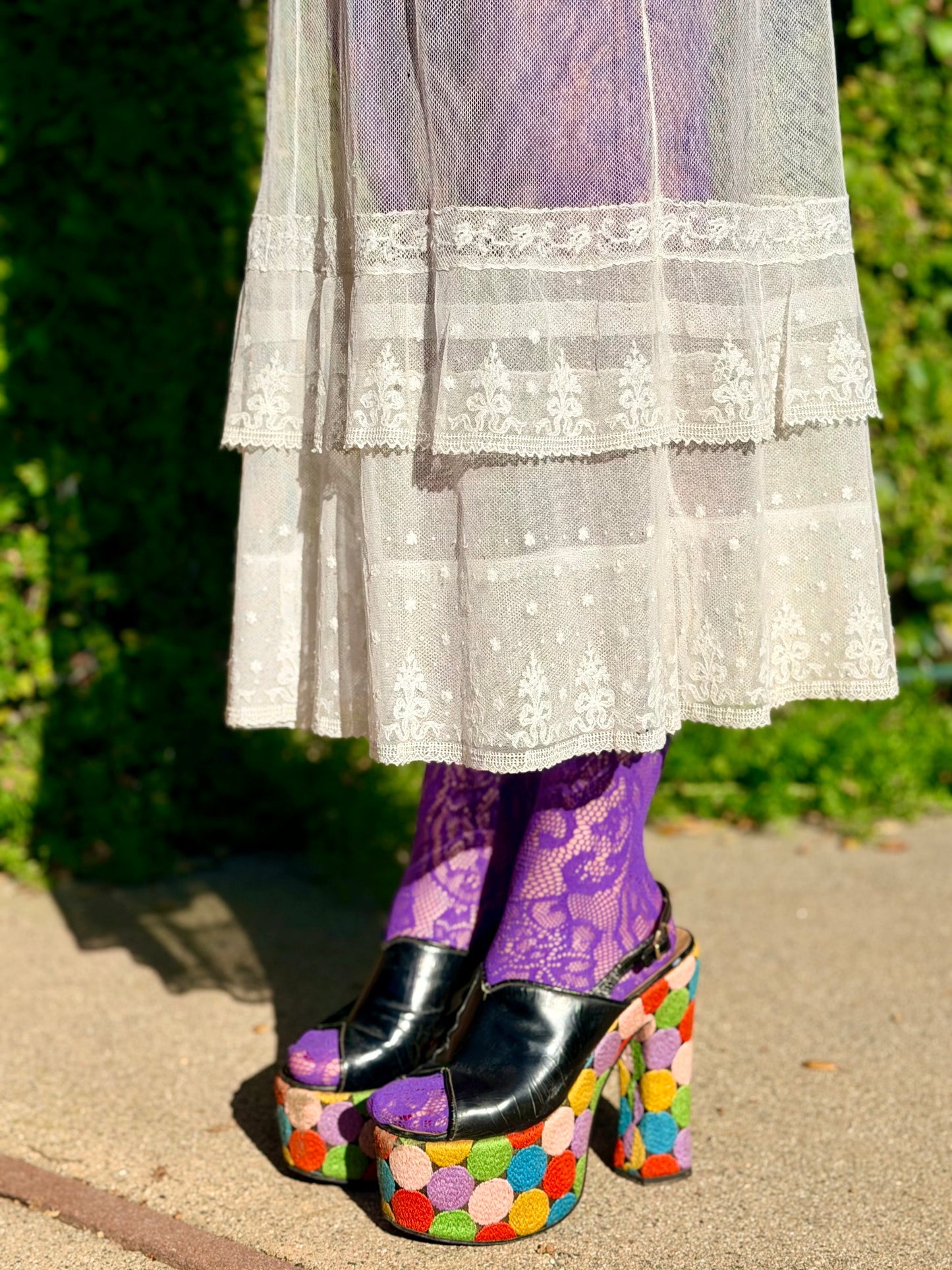 Darling Antique Edwardian Blouse & Skirt Two Piece Set Made from Silk Mesh with Lace Details One-of-One