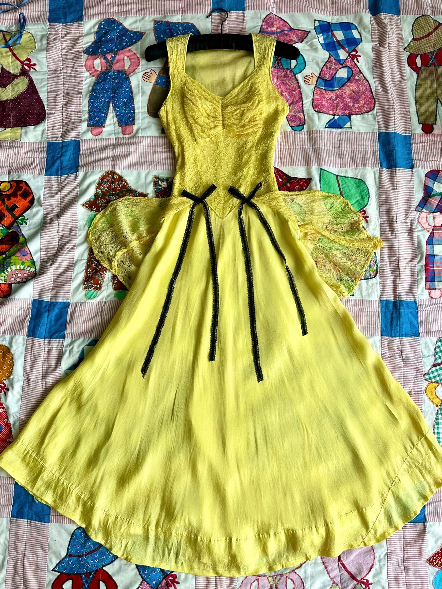Vintage 1940’s Taffeta and Lace Day Dress Set with a 1960’s Vicky Vaughn  Crop Top/Jacket